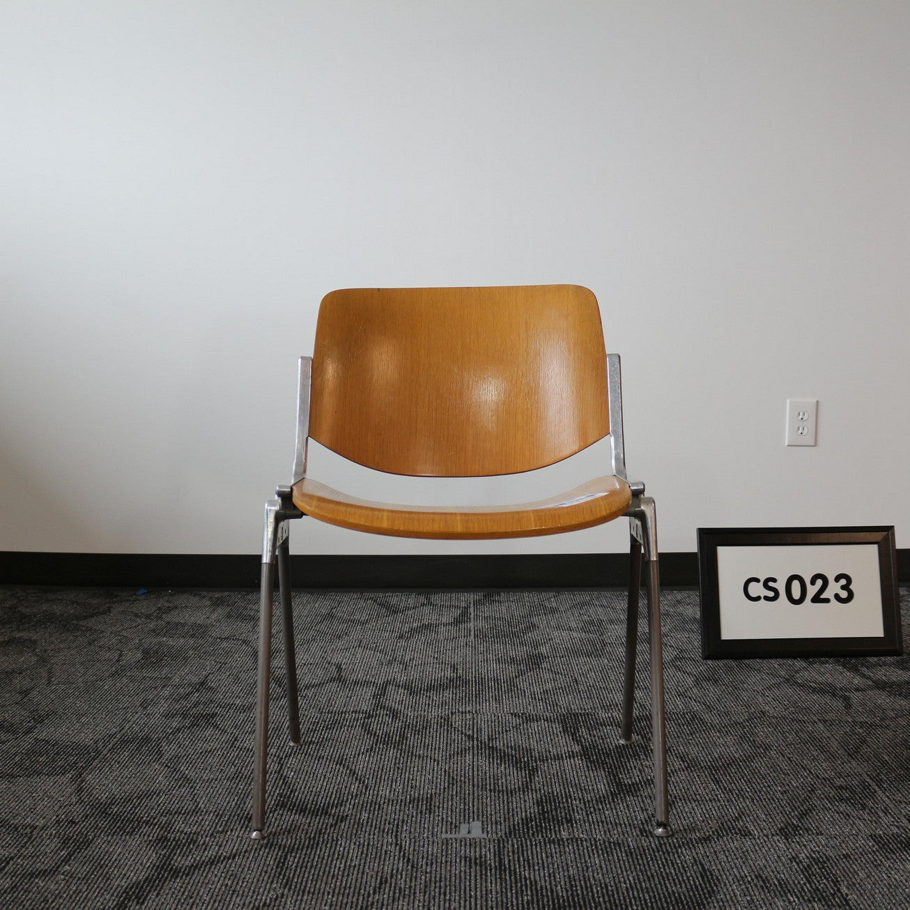 Italian made Castelli wood stack chair w/ aluminum frame MCM Designed by Giancarlo Piretti