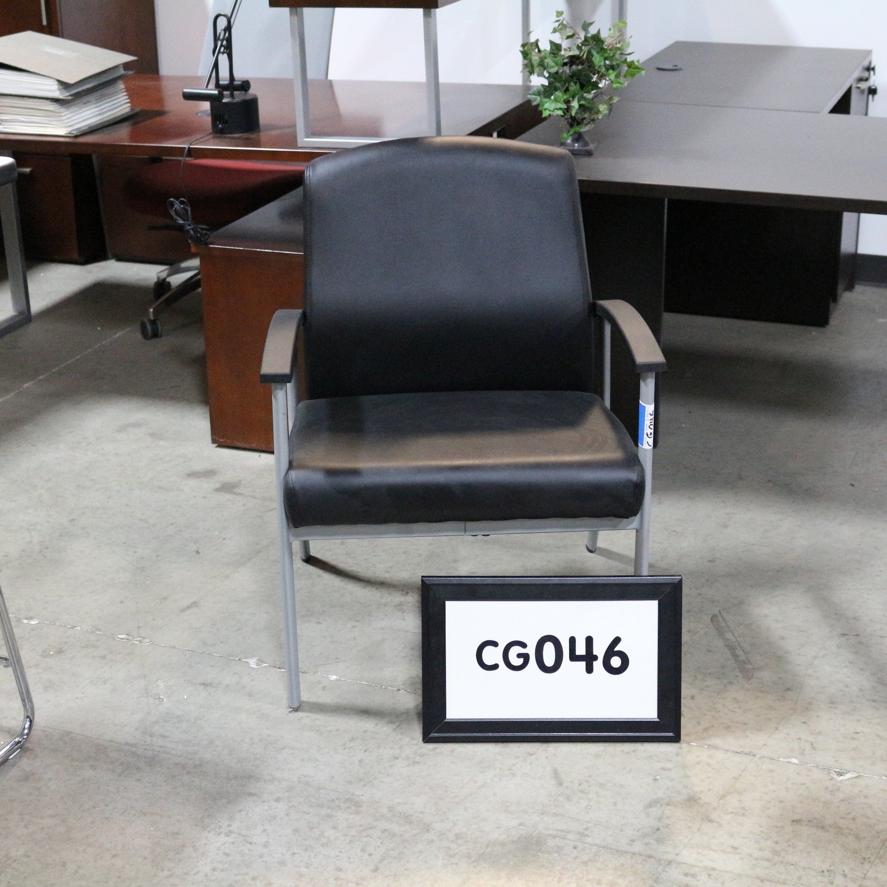 Guest chair black vinyl with metal frame NEW