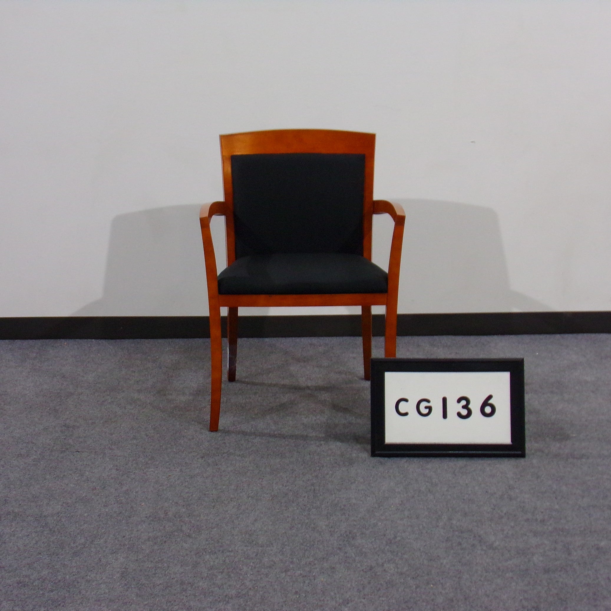 Guest chair Modern walnut wood frame Recovered seat and back in black fabric