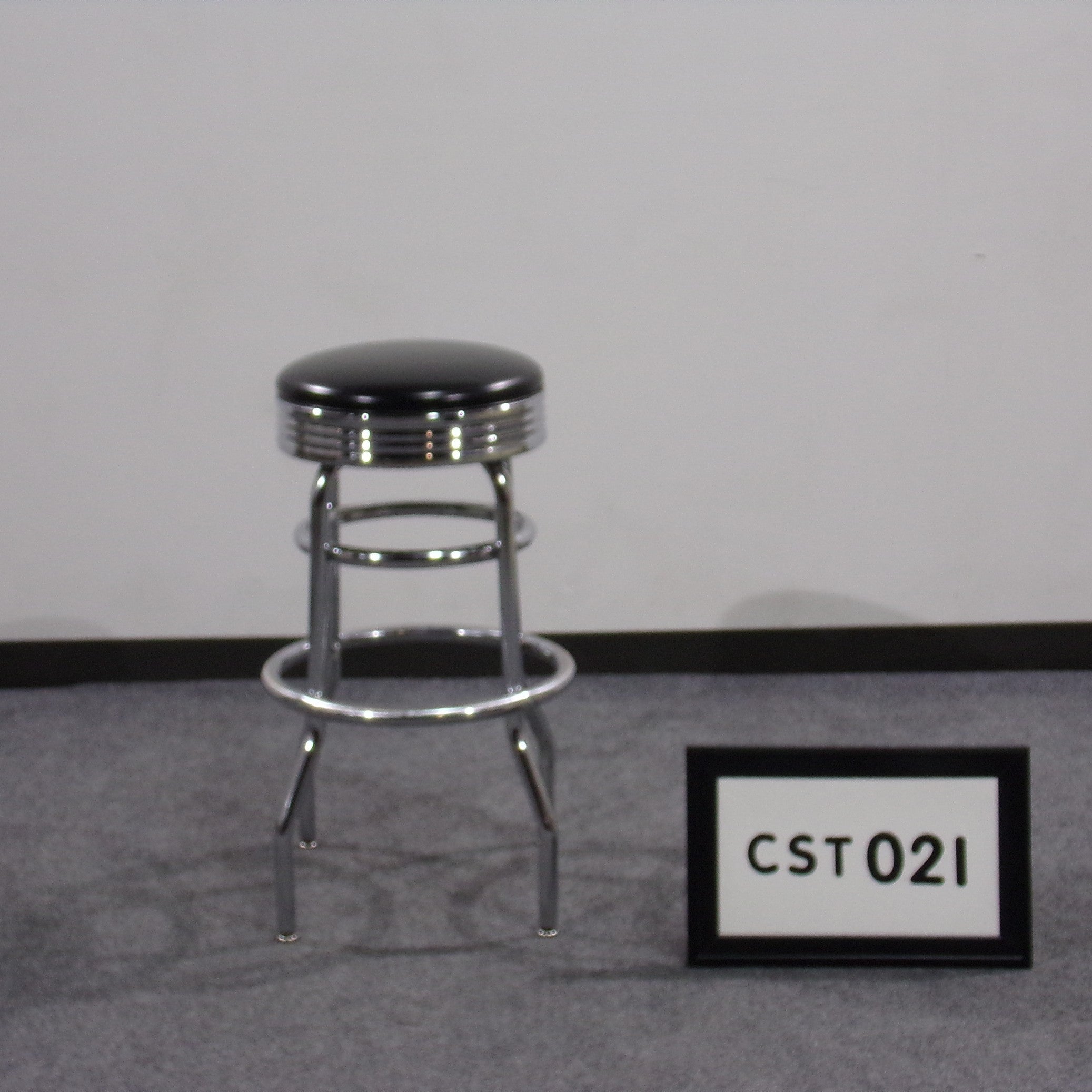 Retro stool black vinyl seat with chrome