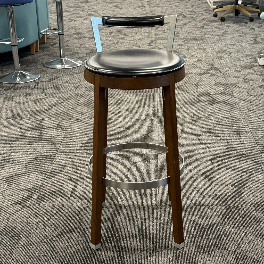 Tono Stella contemporary bar stool black leather made in Italy