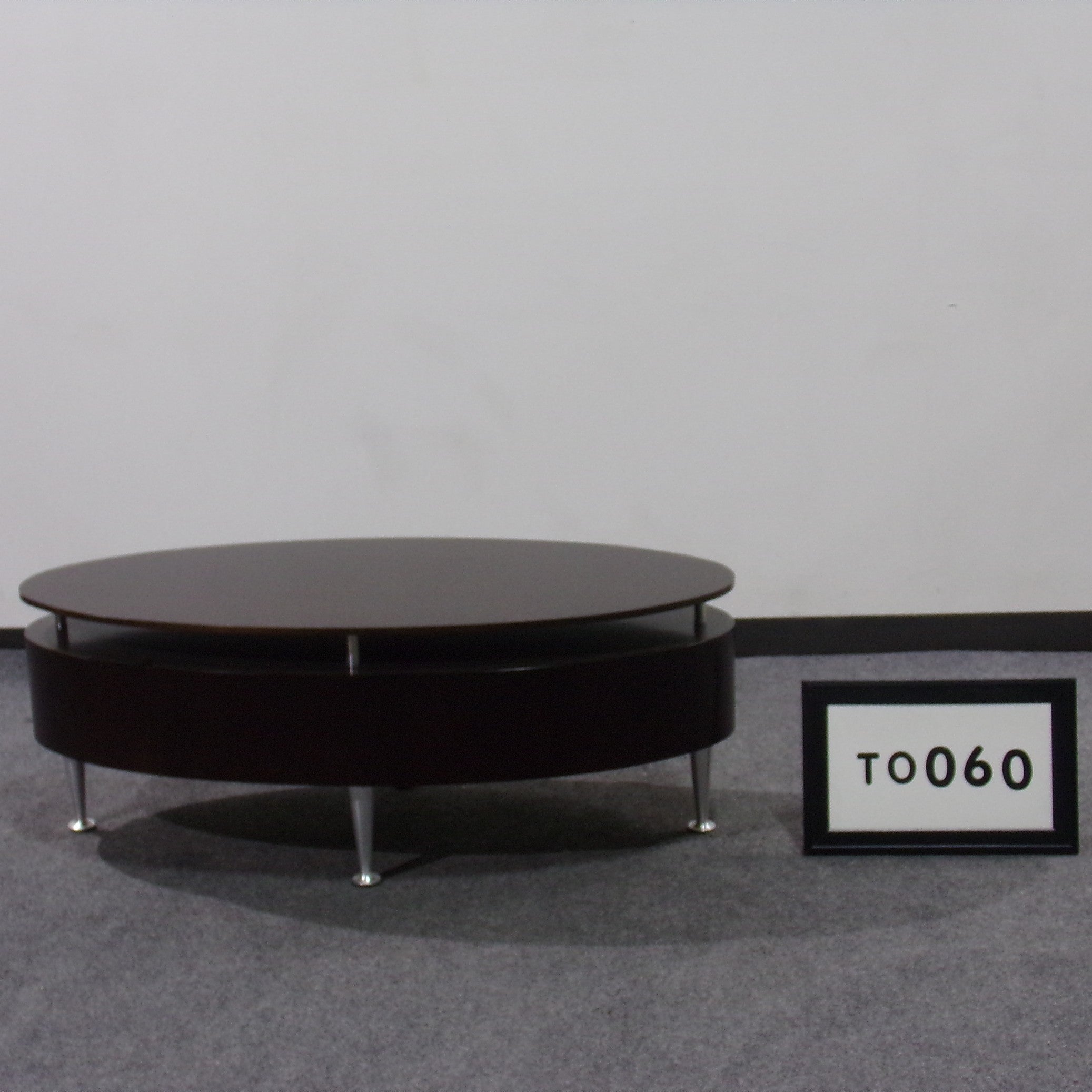 Oval Coffee Table Espresso wood with brushed nickle legs 46" x 22" x 18" high