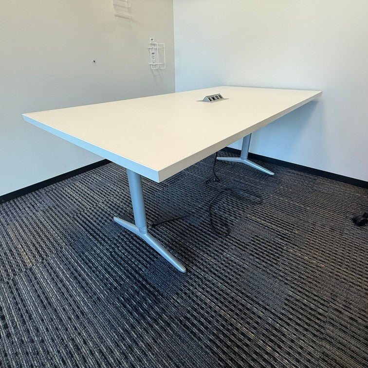 7' x 4' Conference Table White laminate and silver legs