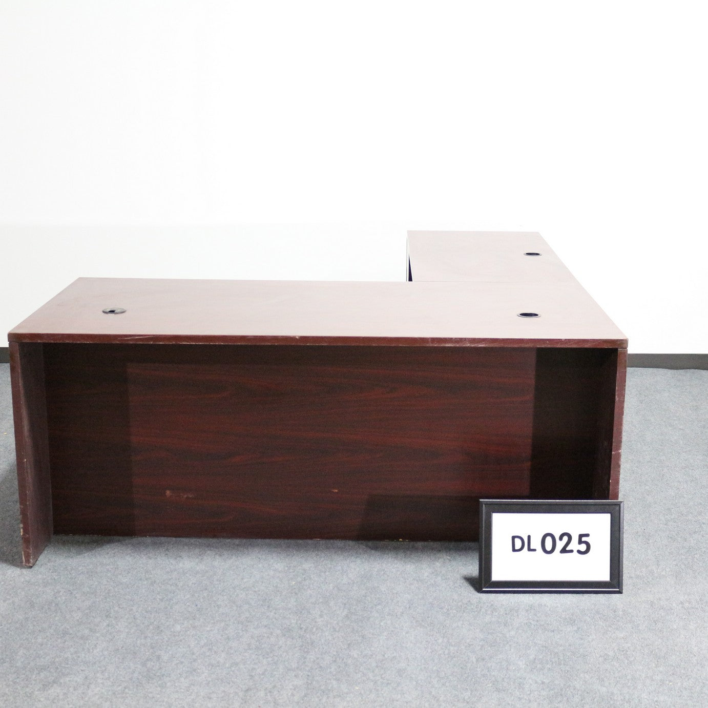 L-Shaped Desk Mahogany (Left Return) BF Desk: 72" x 36" / BF Return: 48" x 24" (Damage-Needs Repair)