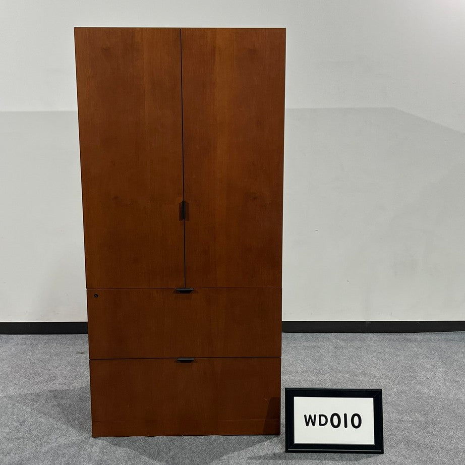 Cherry Wood Combo Storage-2 doors & 2 drawer lateral /black handles. 72"H x 35"W x 24"D
