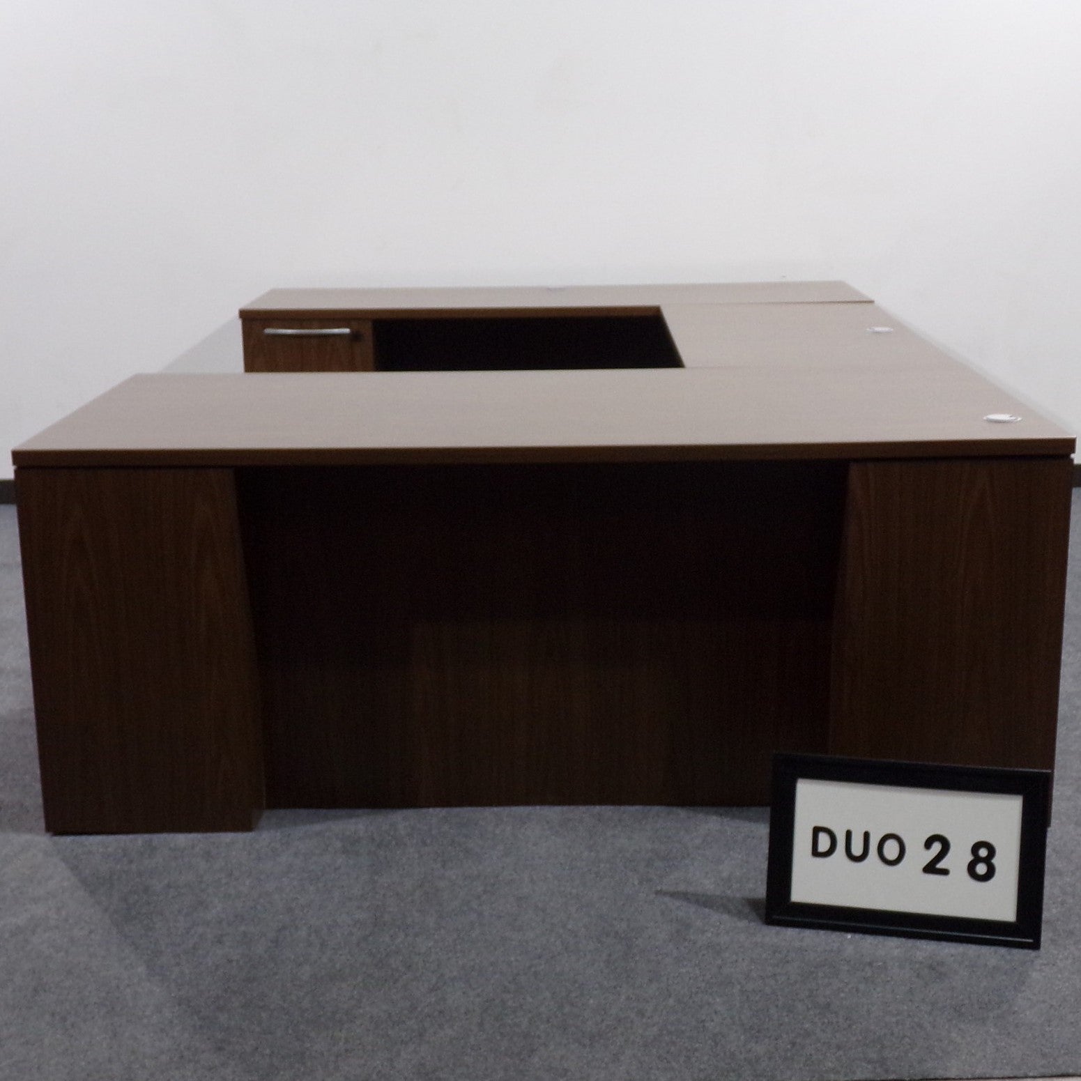KIMBALL U-Shape Desk Walnut Laminate (Left Hand). Desk w/BBF -72" x 30" / Bridge-48 x 24" / Credenza