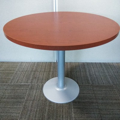 Conference Table.36" Round Cherry Laminate Top with Gray Disc Base