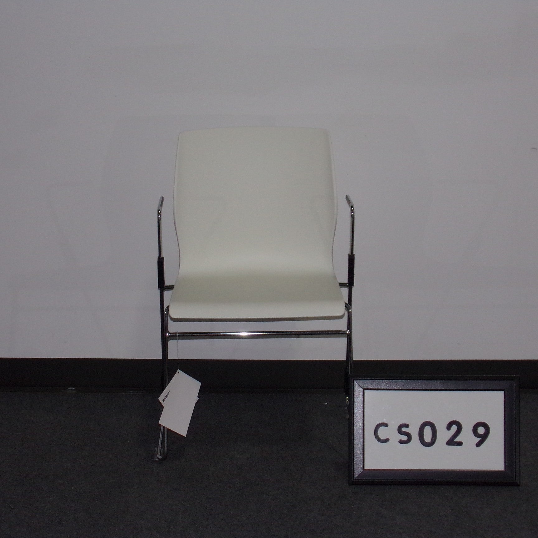 *NEW* White plastic stack chair Chrome sled base and arms
