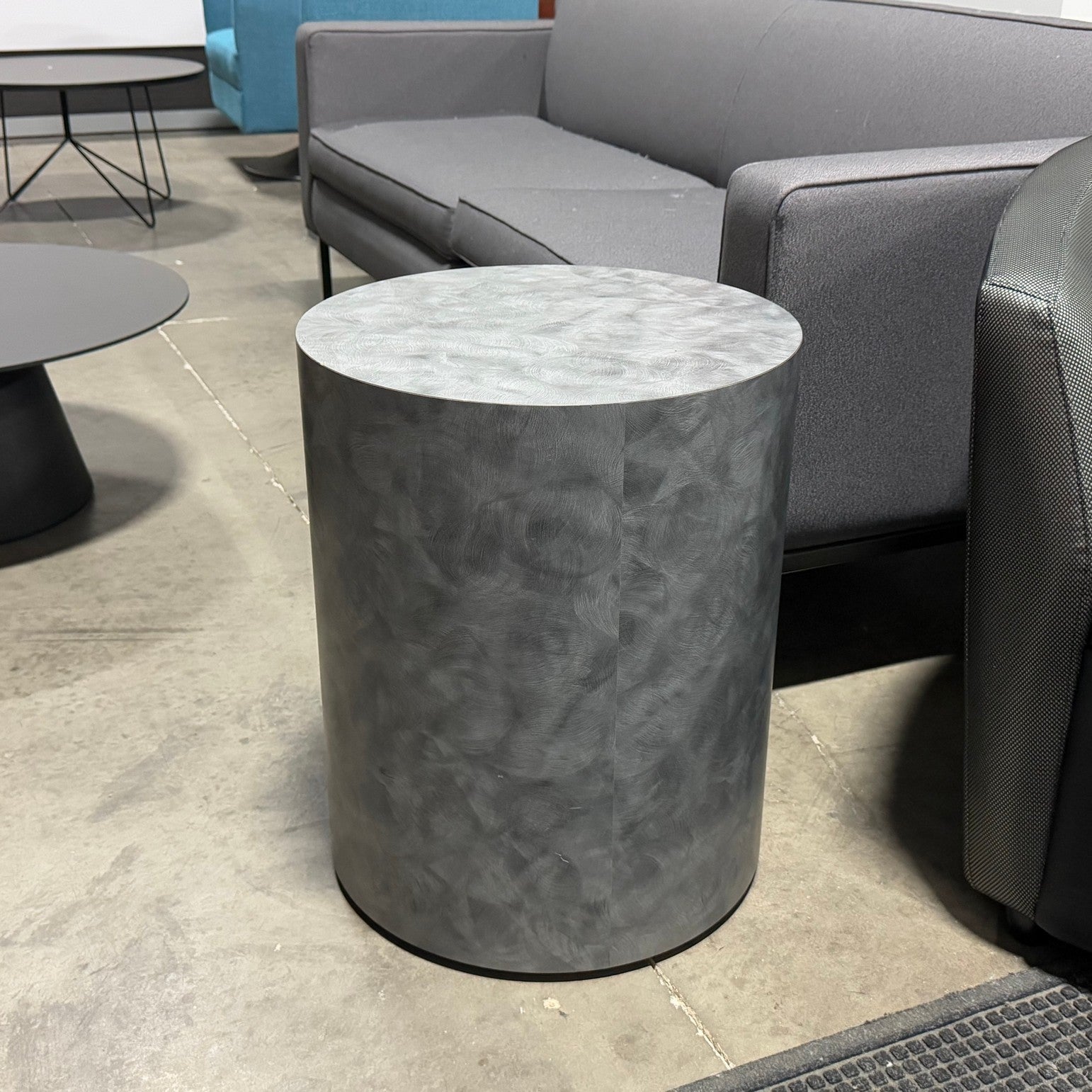 Occasional Table Cylinder silver laminate (18"d x 23"h)