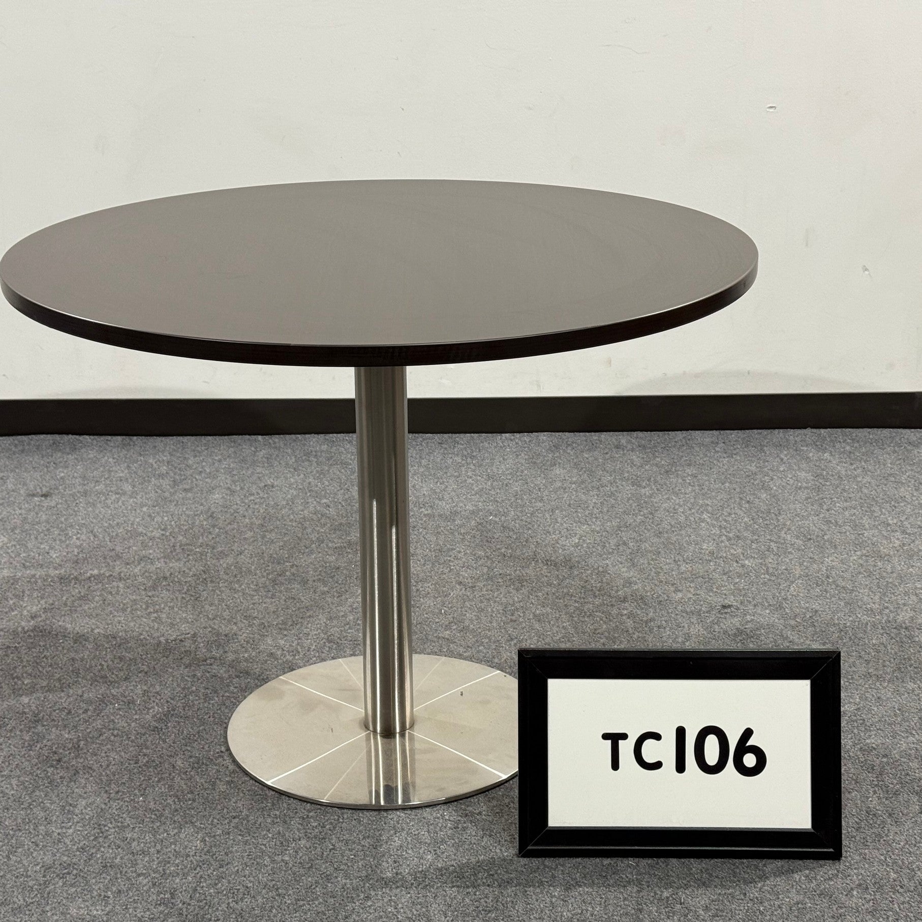 Espresso laminate Meeting table 42" with chrome disc base