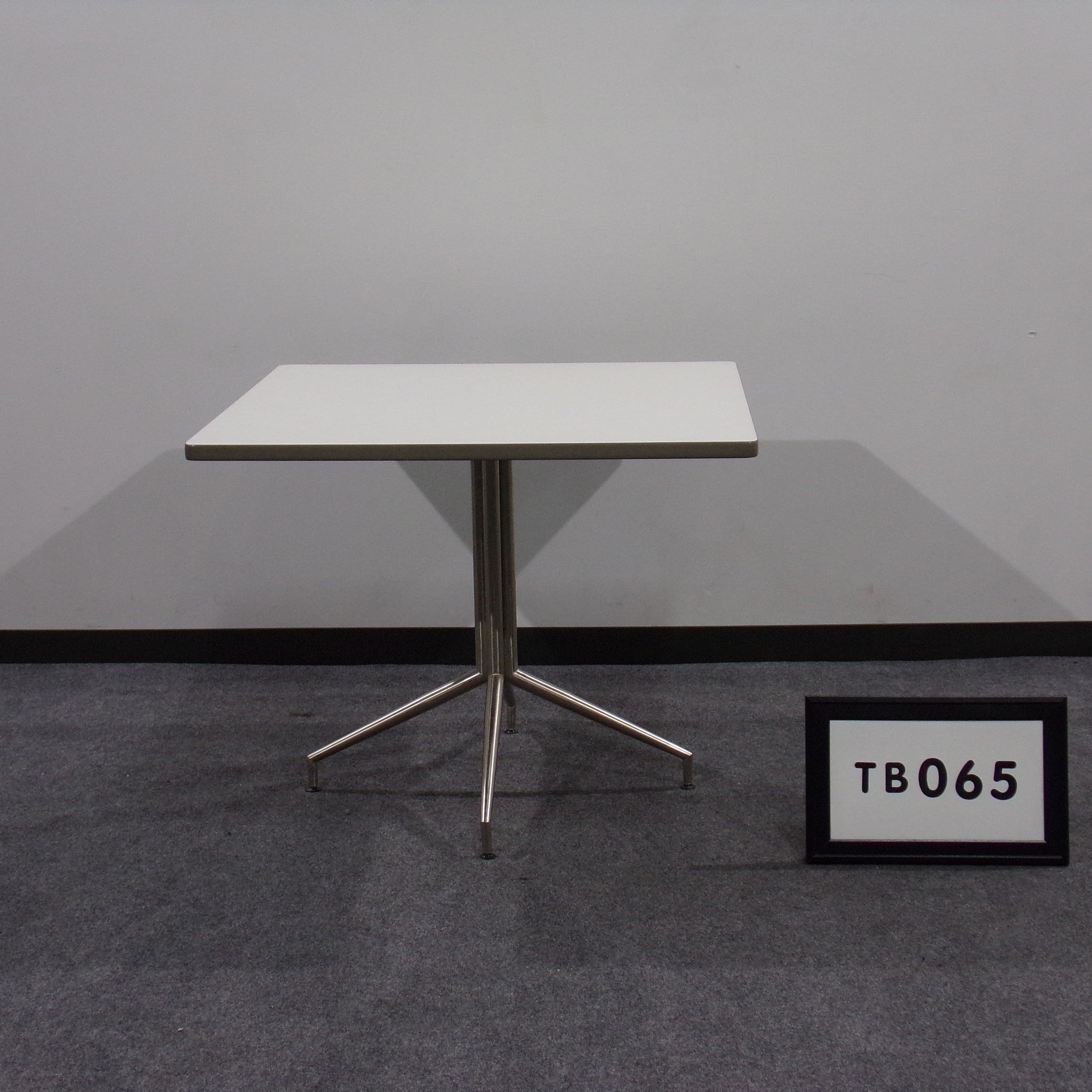 Breakroom Table white wood grain laminate w/ brushed stainless steel base 36" x 29" High