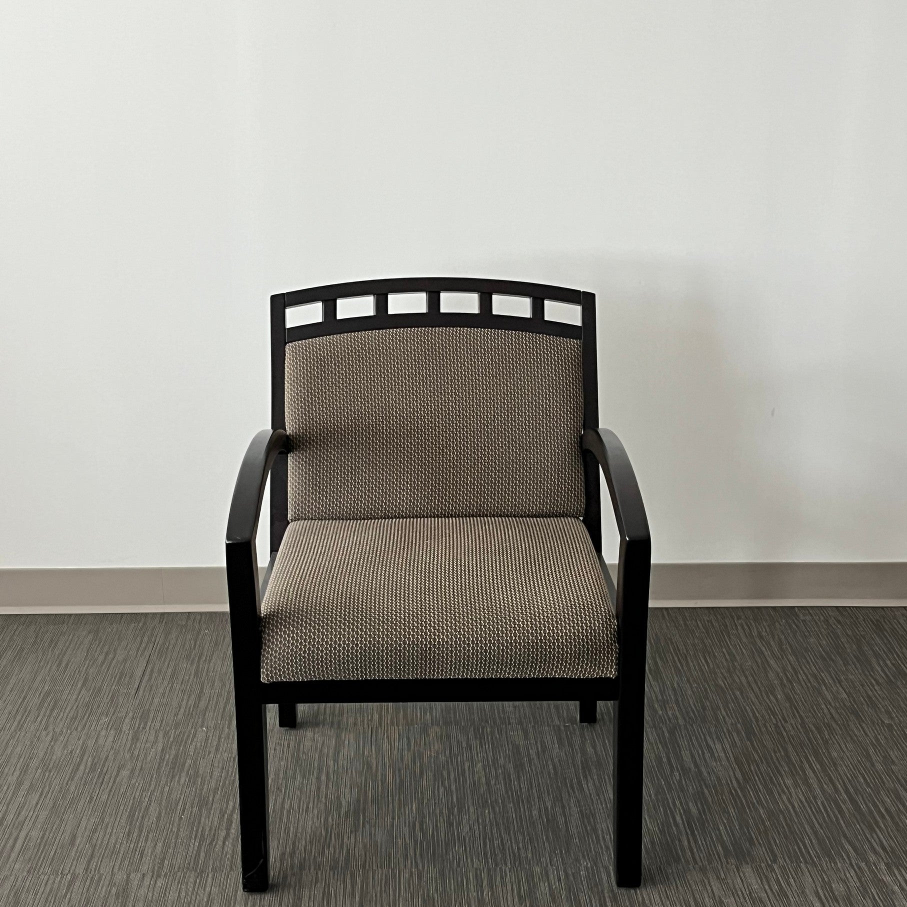 Espresso wood  guest cairs with tan fabric