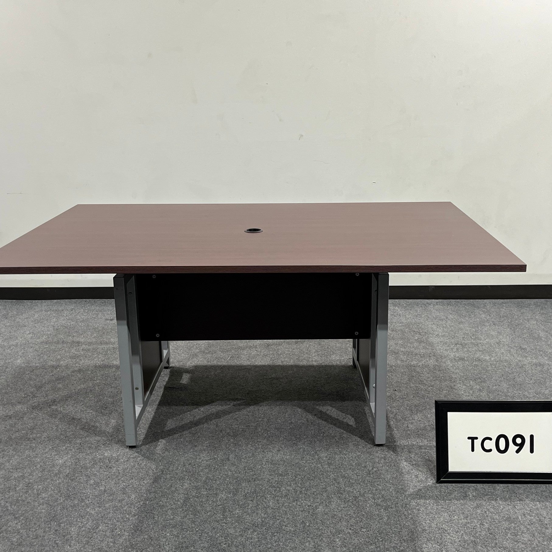 Mahogany laminate Conference table with metal slab base 6' x 4'