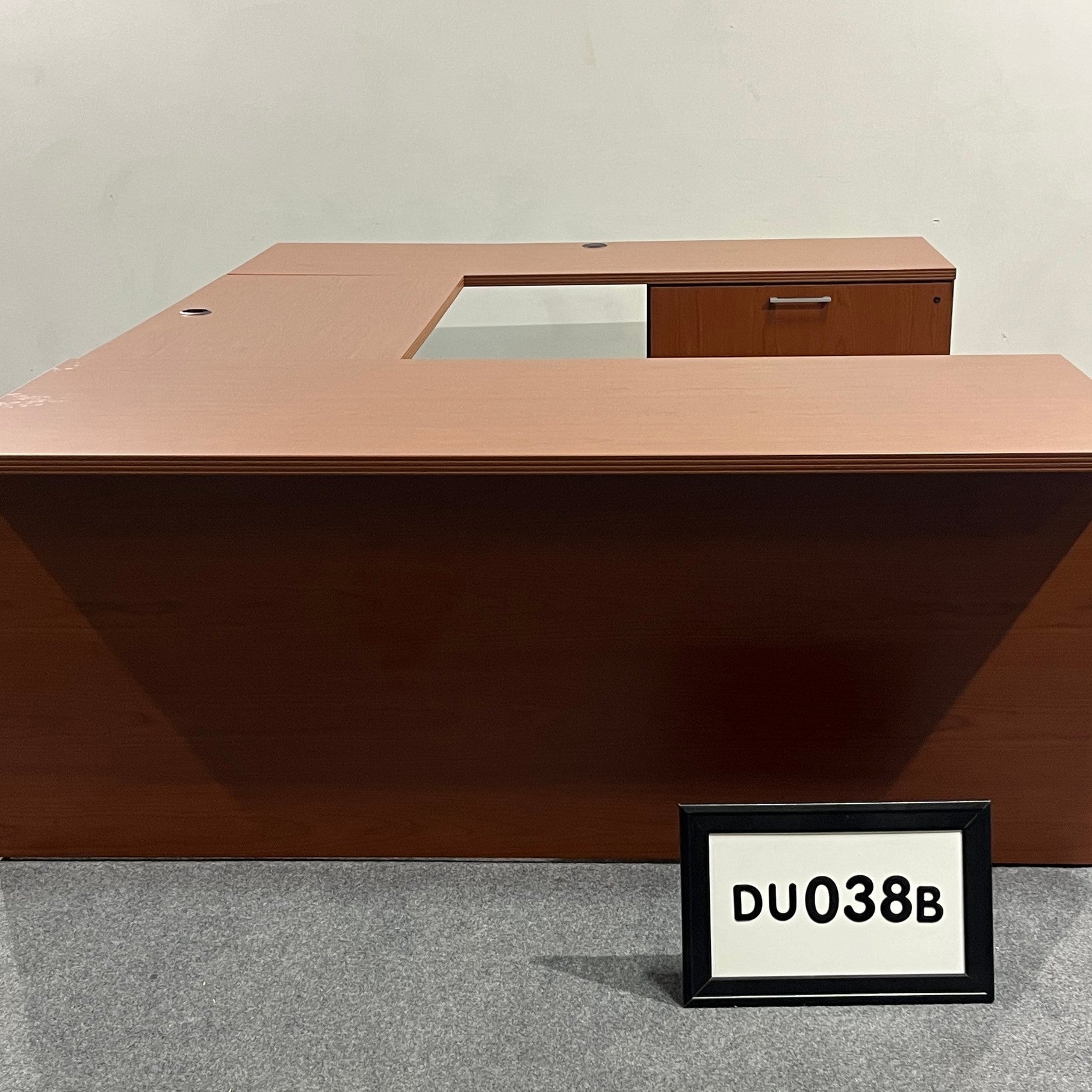 U-Shape Desk (Right Hand) Cherry Laminate w/ 2 drawers Lateral File and BBF ped. Desk- 72" x 30" / B