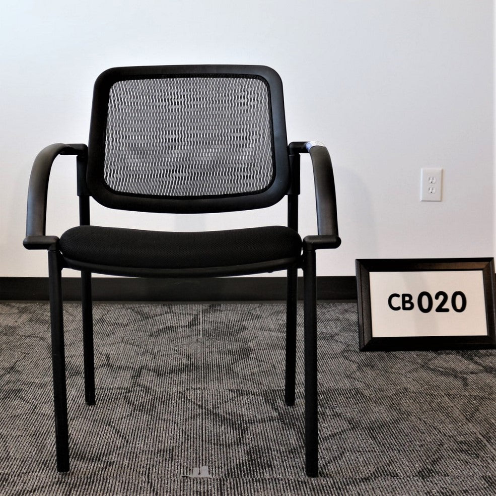 Guest chair black fabric  seat, mesh back
