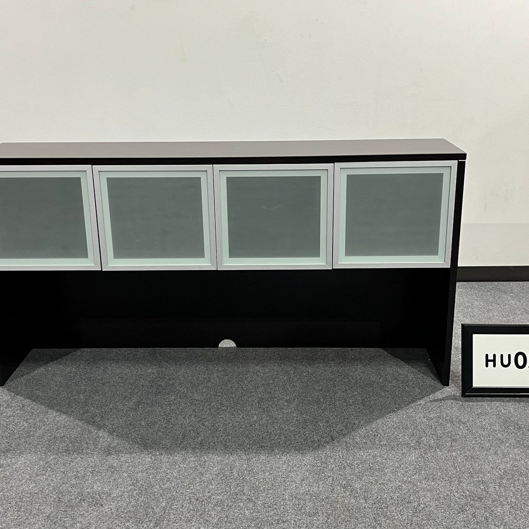 Hutch Espresso laminate w/ 4 glass doors & light 72"L x 36"H x 15"D