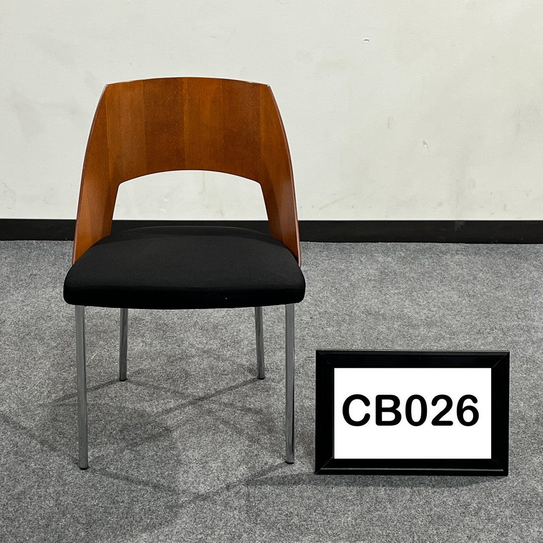 Tonono cherry wood side chair with padded seat - stackable * Recovered seat