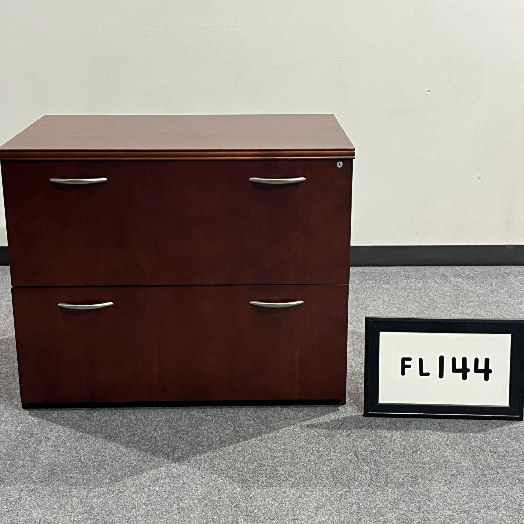 JSI Lateral File Cherry Wood w/ 2 drawers and silver handles  36" x 29" x 24"