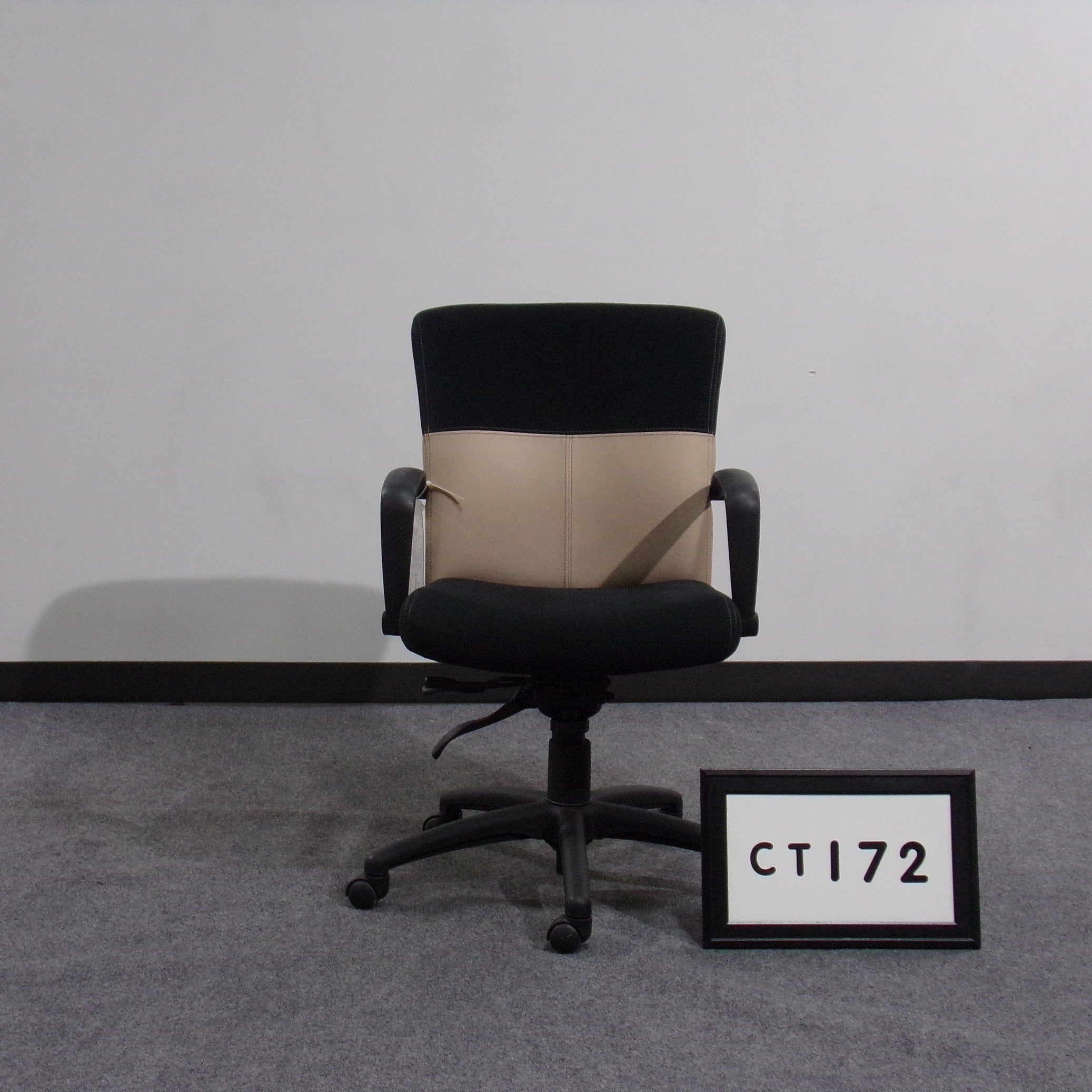 All Seating task chair DAX Mid back Black faux suede/tan faux leather back Black faux suede seat