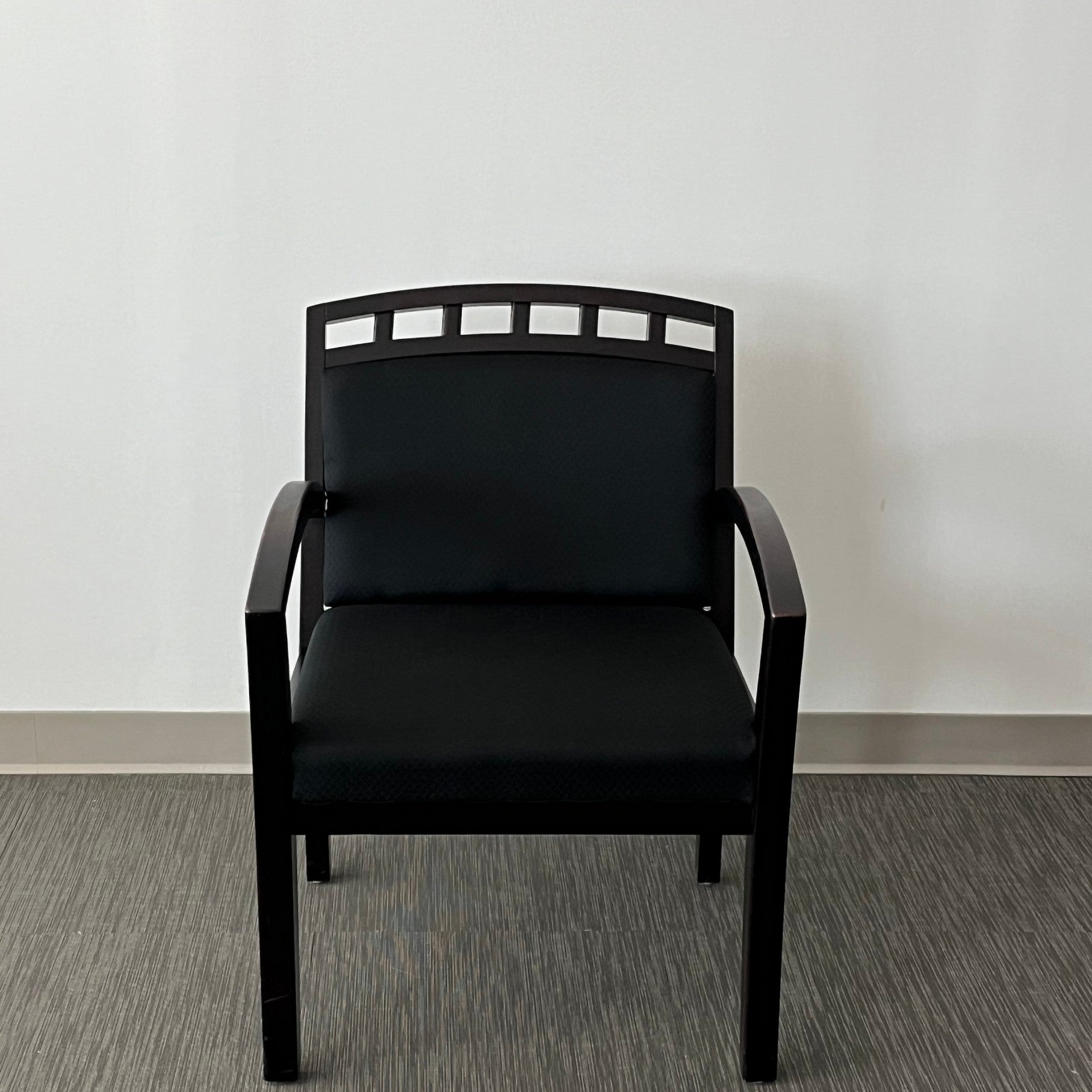 Espresso wood guest chair with black fabric