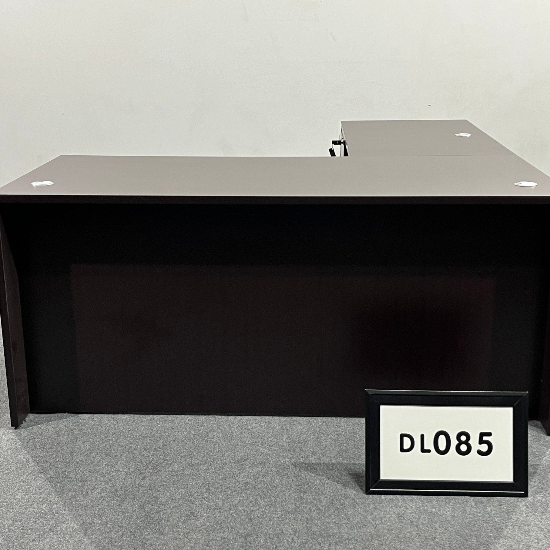 L-Shape Desk Espresso (Left) w/silver handles 66x30 Desk w/2 hanging box files