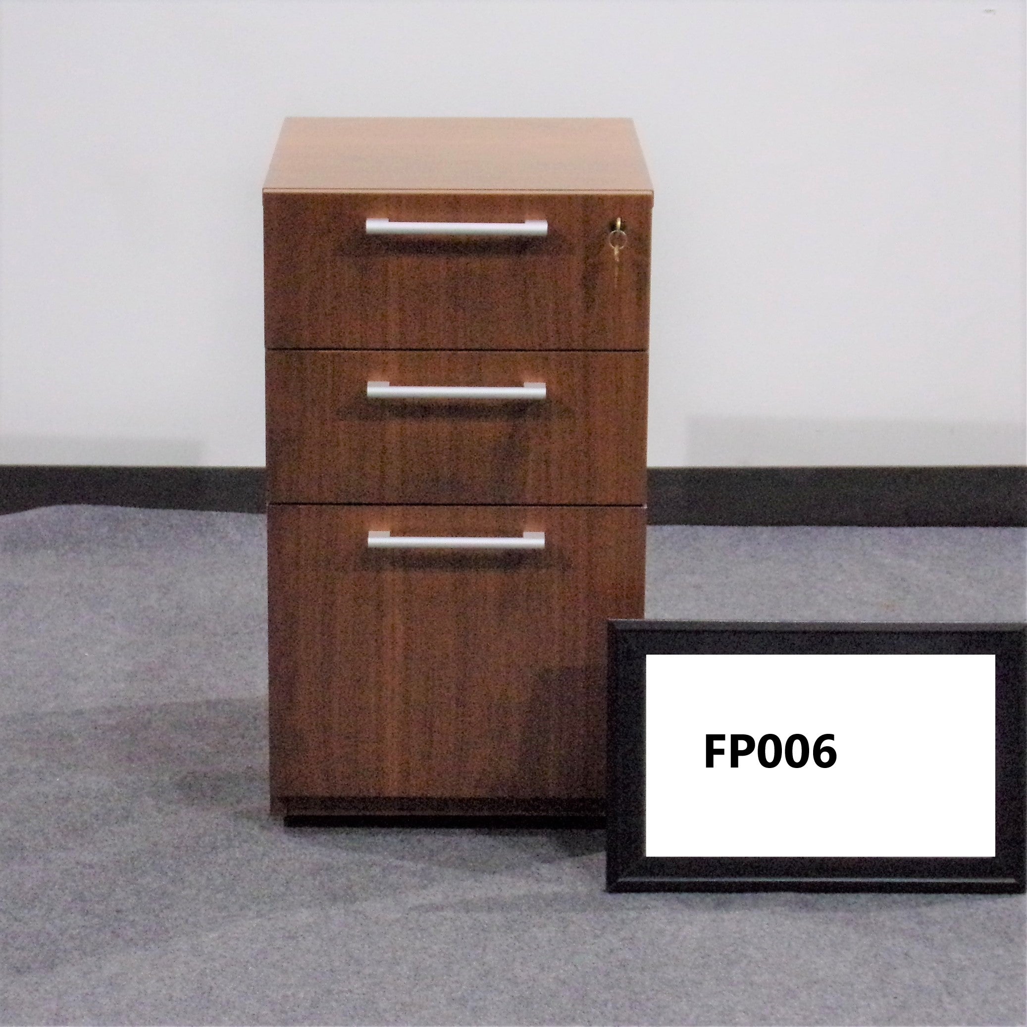 BBF Mobile Ped Walnut Wood w/ lock and Key 16" x 28" x 20"