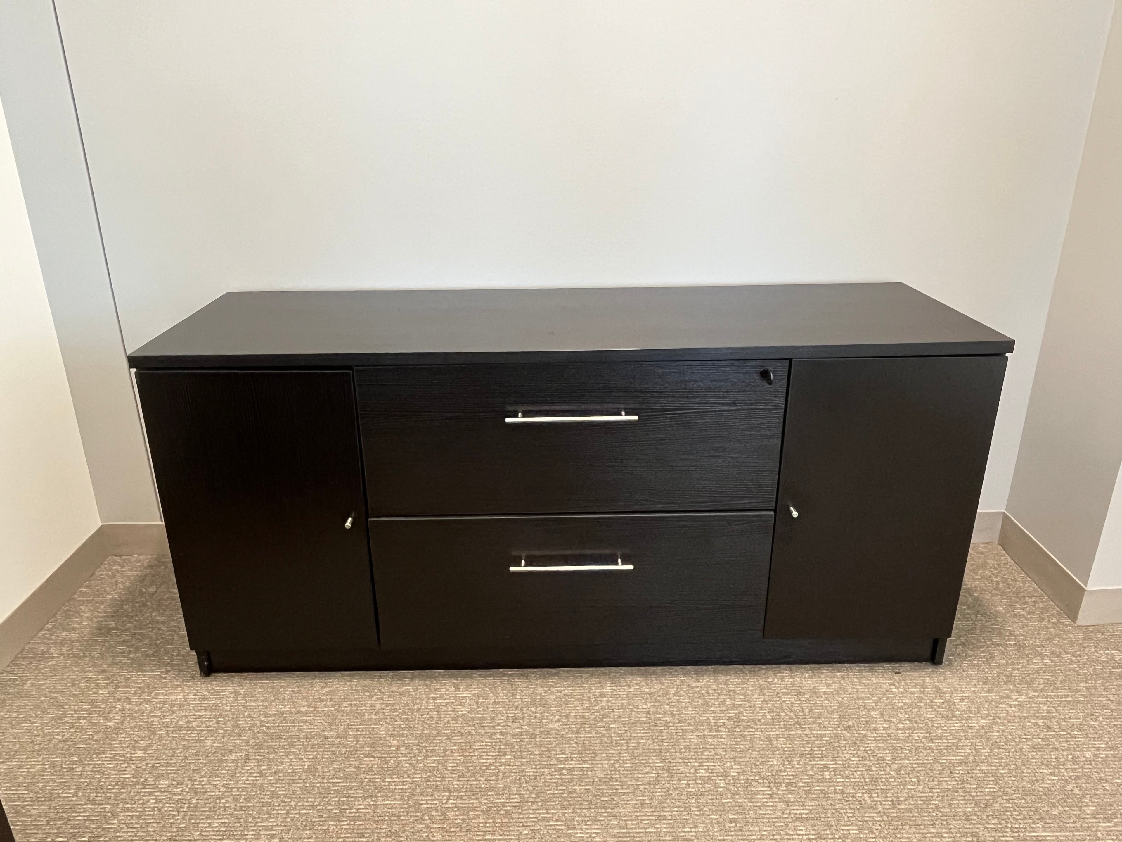 Espresso Laminate Combo credenza 2 files and 2 storage 63" x 20"