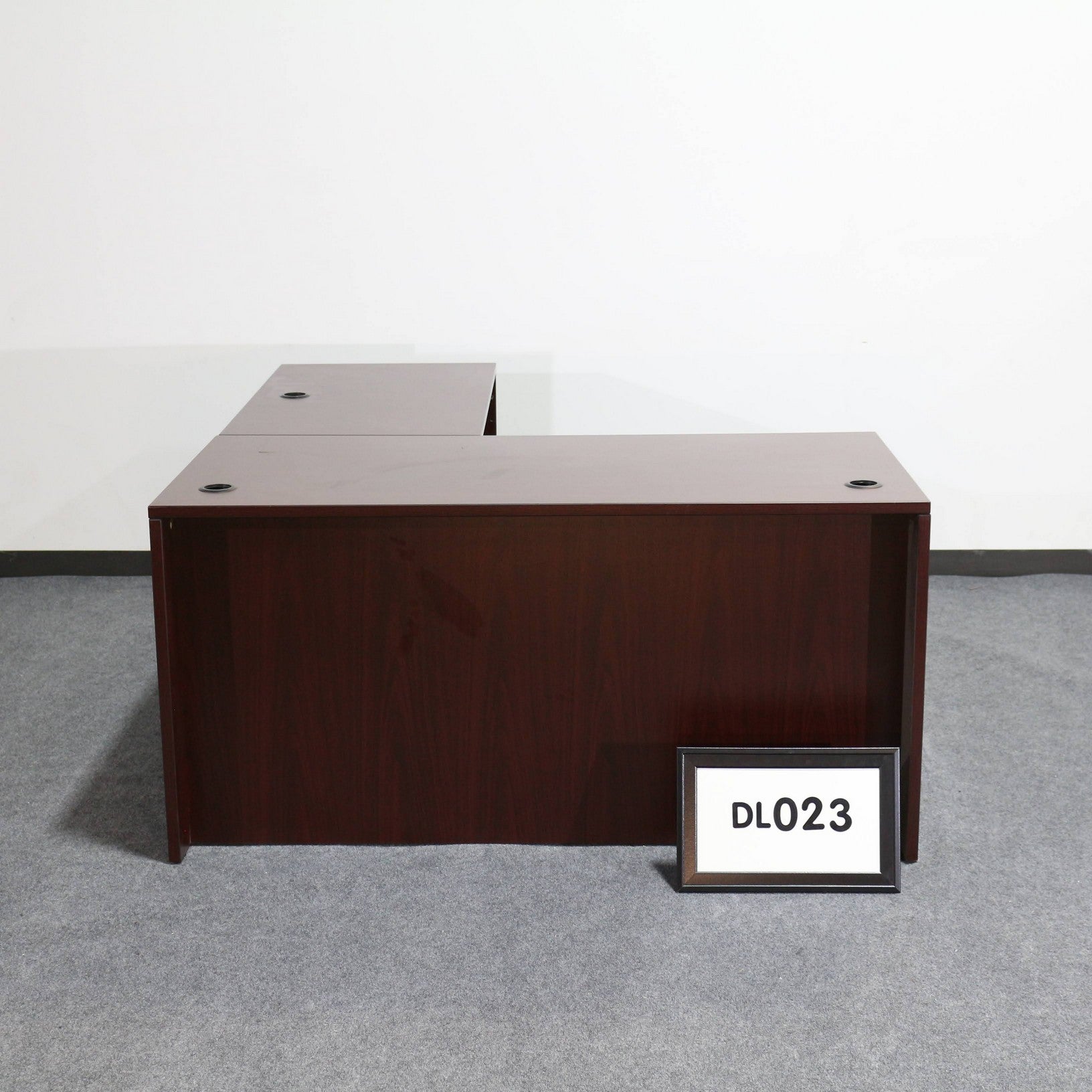 L-Shape Desk (Right Hand) Mahogany Laminate, Return w/ BF. Desk- 60" x 30" /  Return 42" x 24"