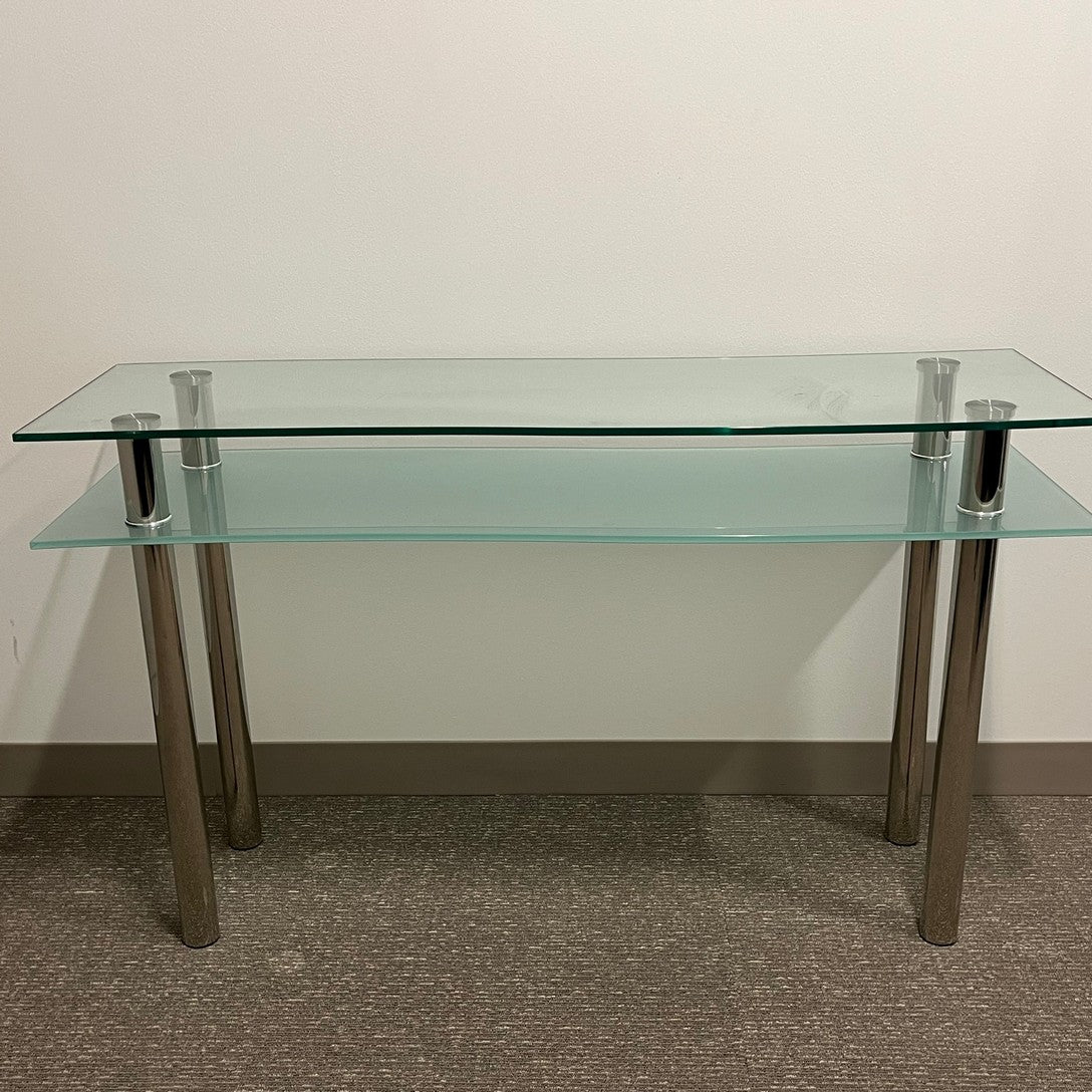 Glass sofa table 50" x 15" x 30" with chrome legs