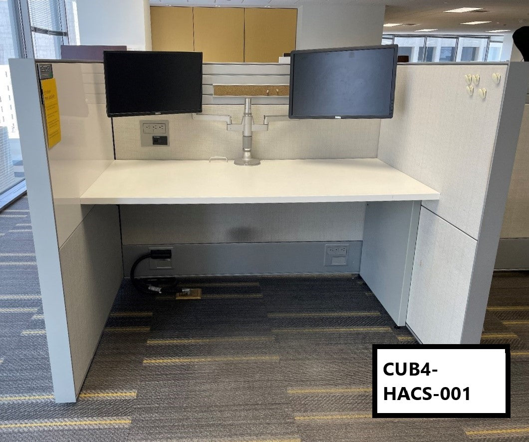 Haworth Compose 48” Tall 5' x 42” telemarketing stations Access rail & white board mobile BF ped