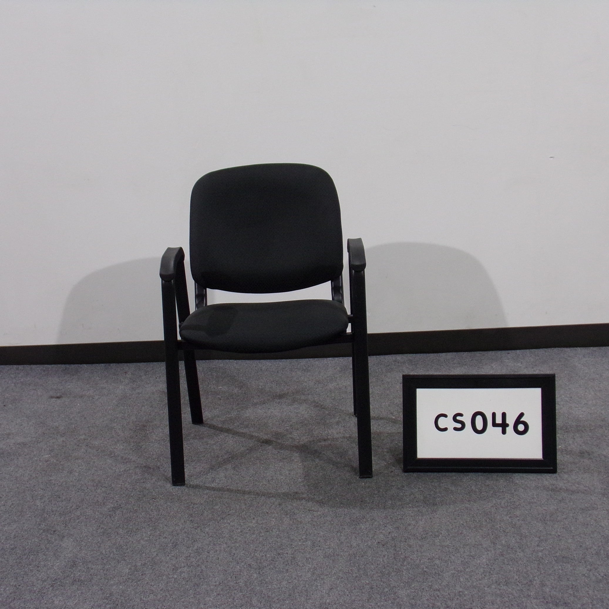 Stack chair black fabric seat and back