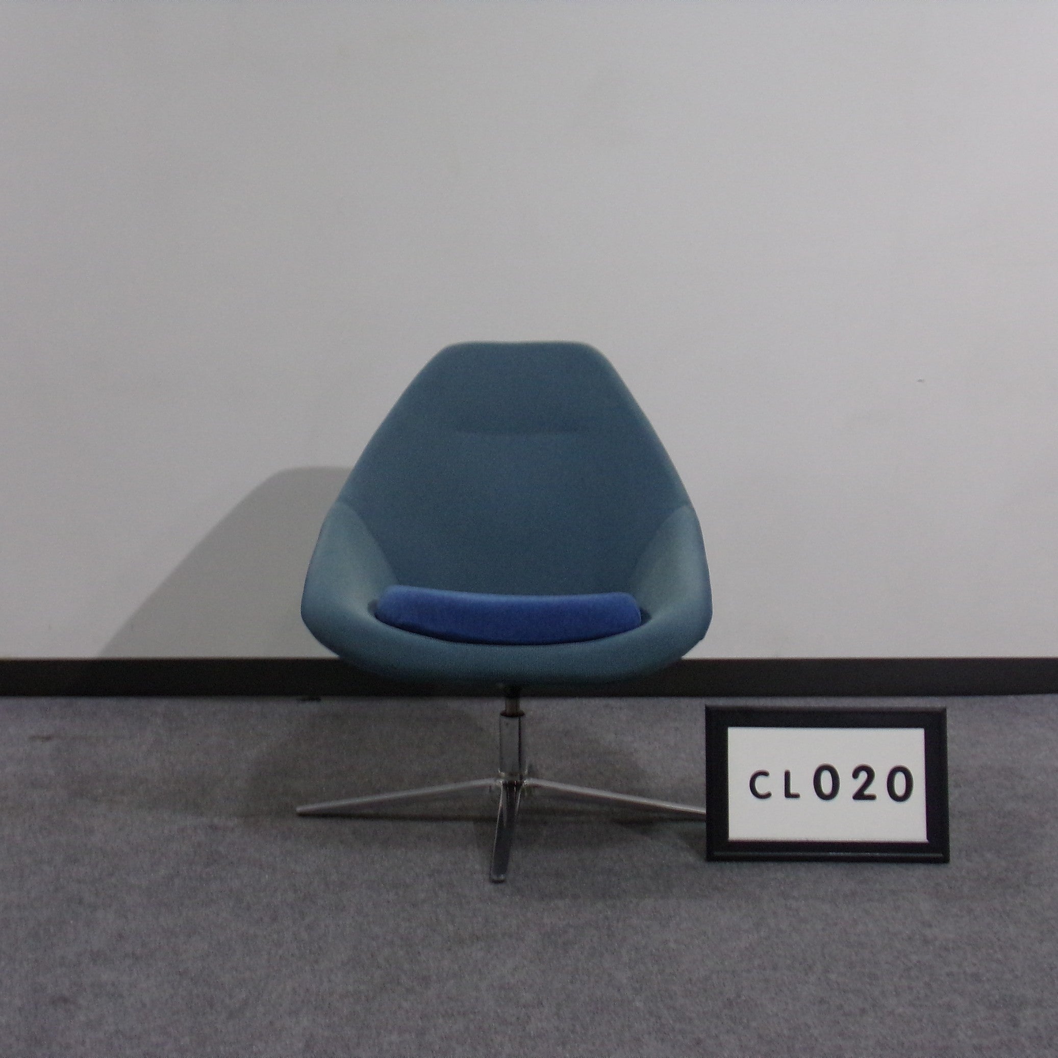 Via Seating Astro  Lounge Chair Teal blue back, sides, base Royal blue seat cushion Chrome x-base
