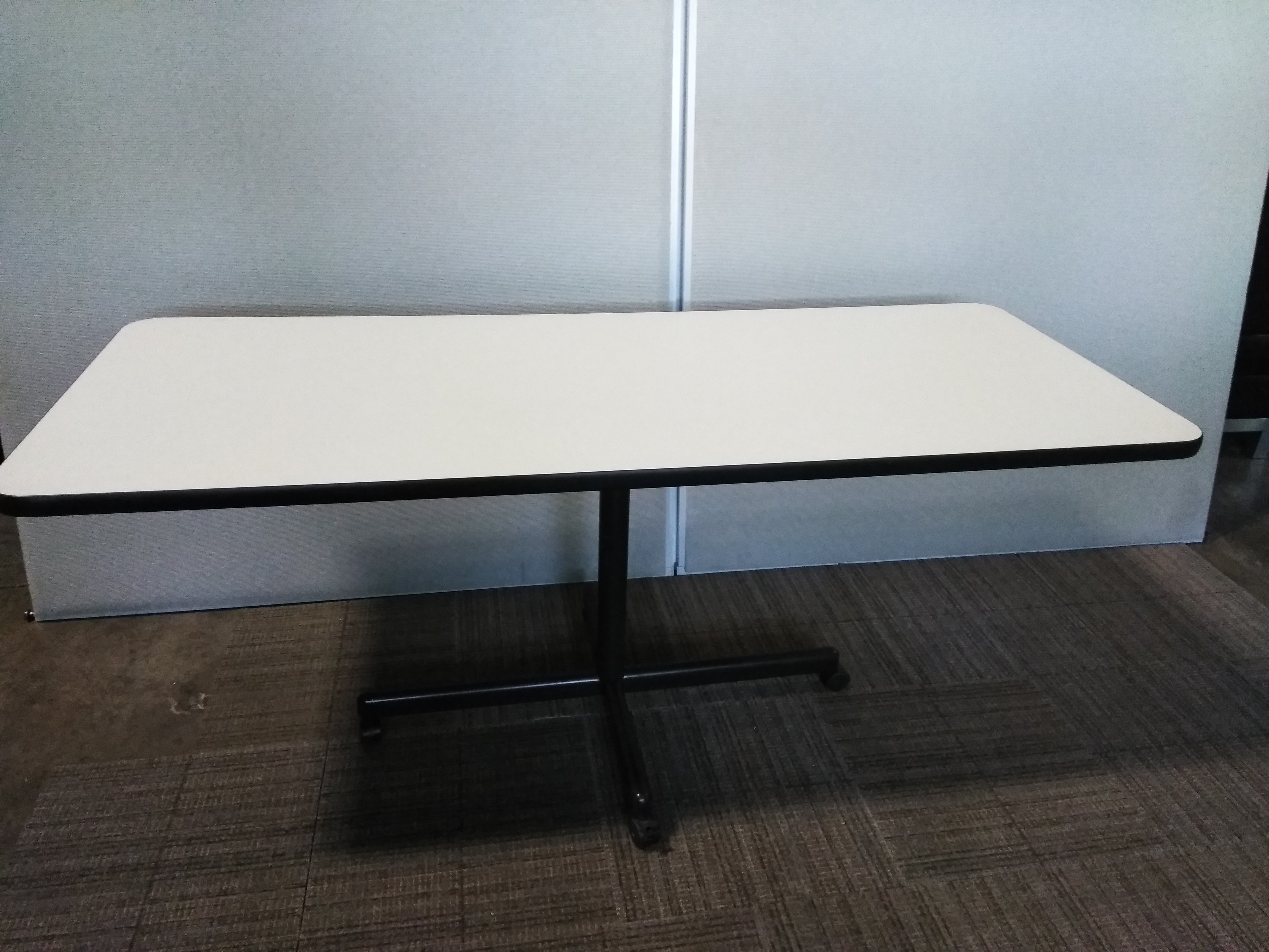 Rectangular Table Beige Laminate Top with Extended X-Base.72" x 30"