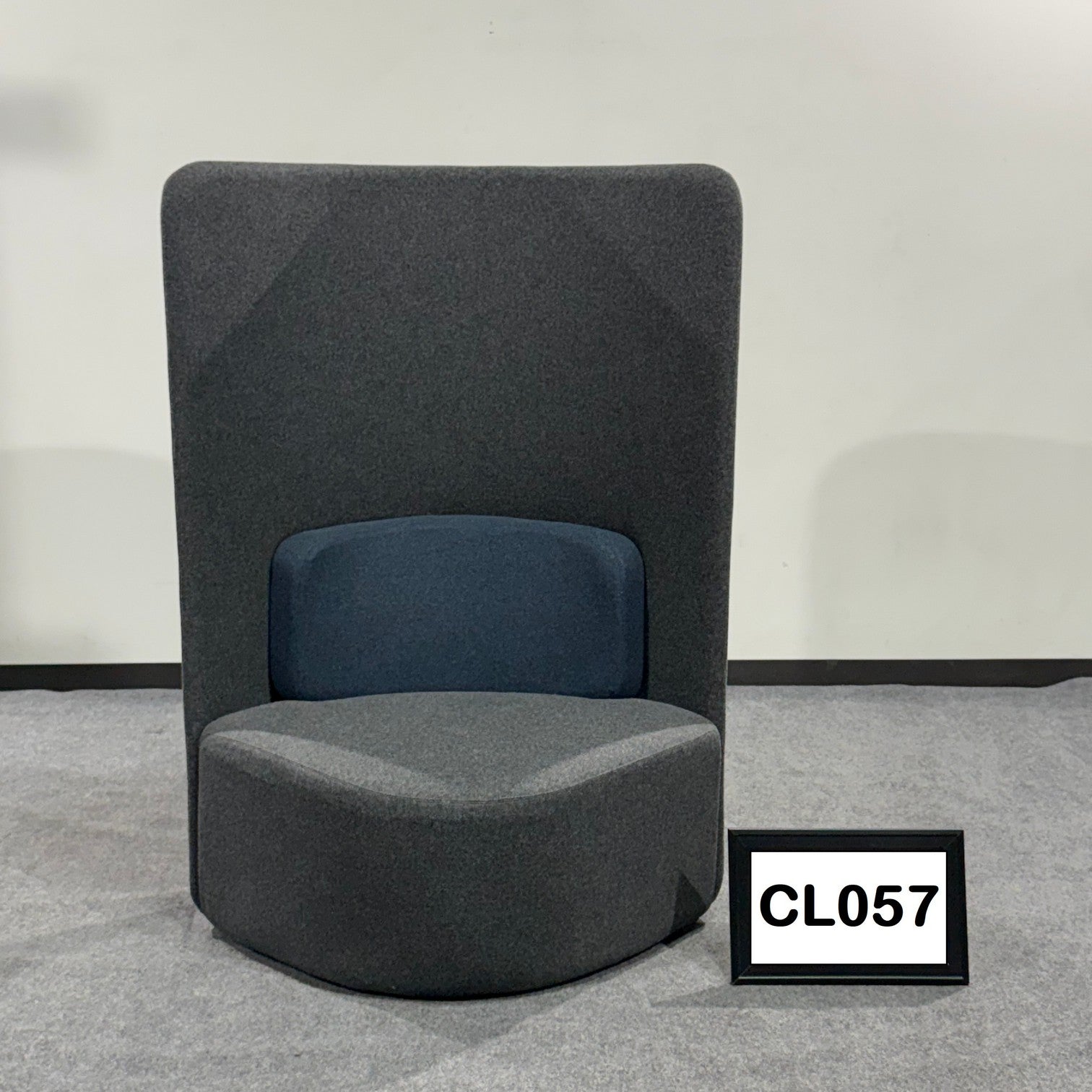 Boss Design Shuffle Focus booth high back with gray & blue fabric
