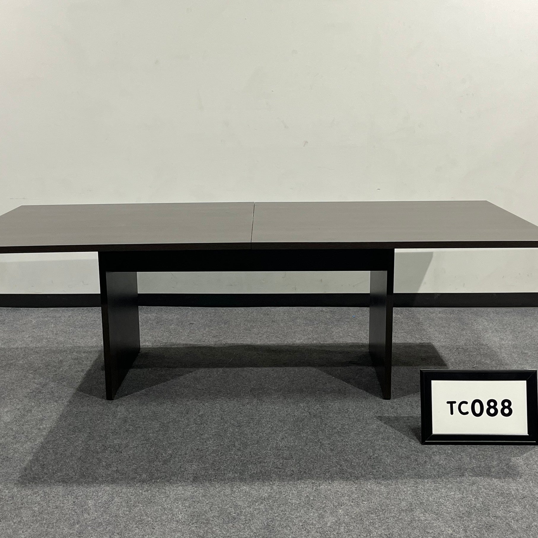 Grey laminate conference table 8' x 44" with slab base