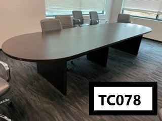 Espresso Laminate Racetrack Conference Table 10'with slab legs