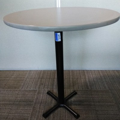 36" Round Café Table.Gray Laminate Top.Black X-Base
