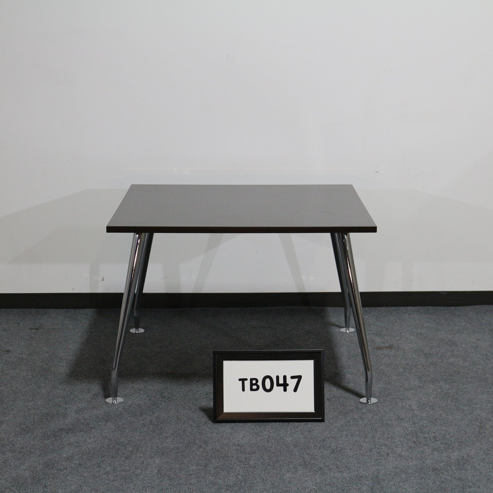 Espresso laminate 42" square breakroom table with chrome legs