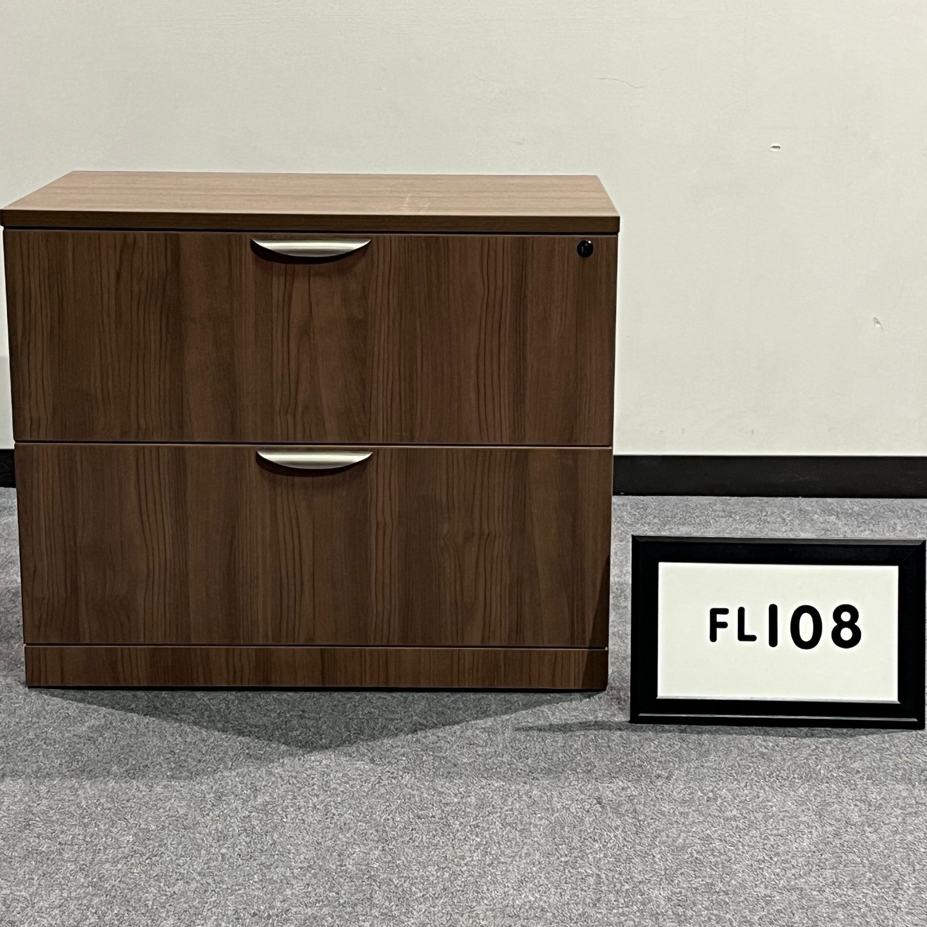 Modern Lateral File Cabinet Walnut Laminate w/2 drawers 36" x 29" x 22