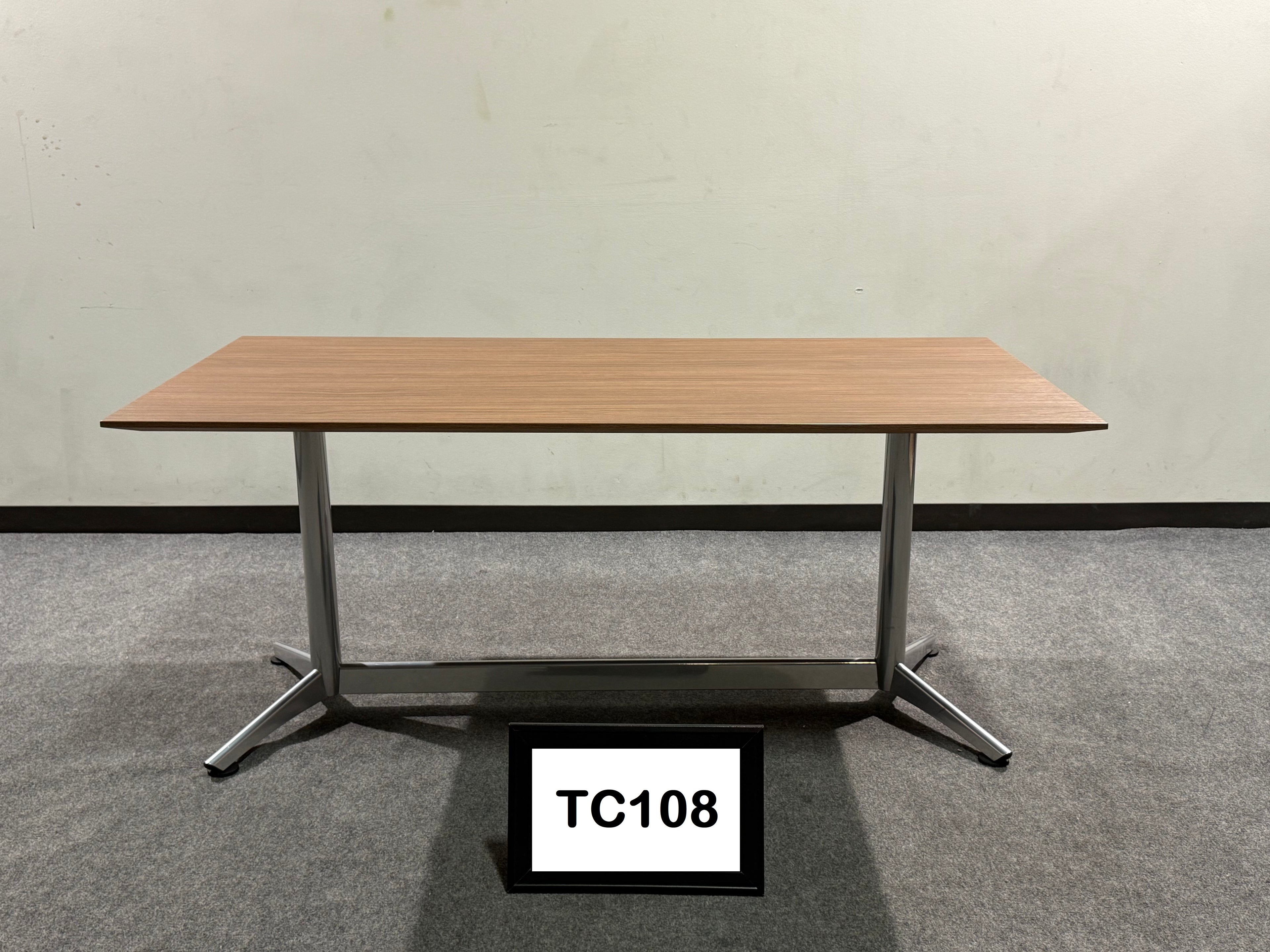 68' x 34" conference table  with metal legs walnut laminate