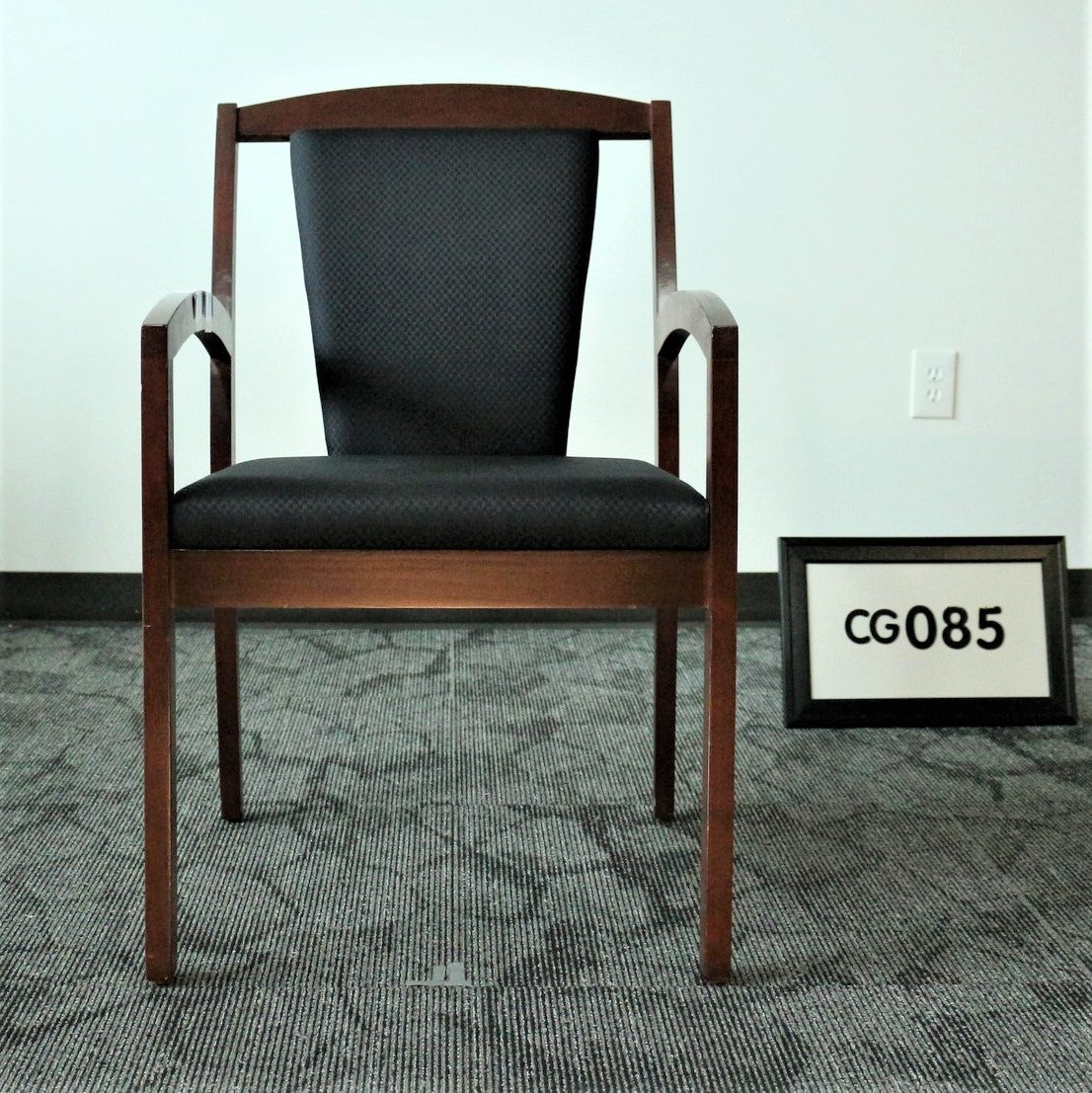 Paoli cherry wood guest chair, black fabric seat/back