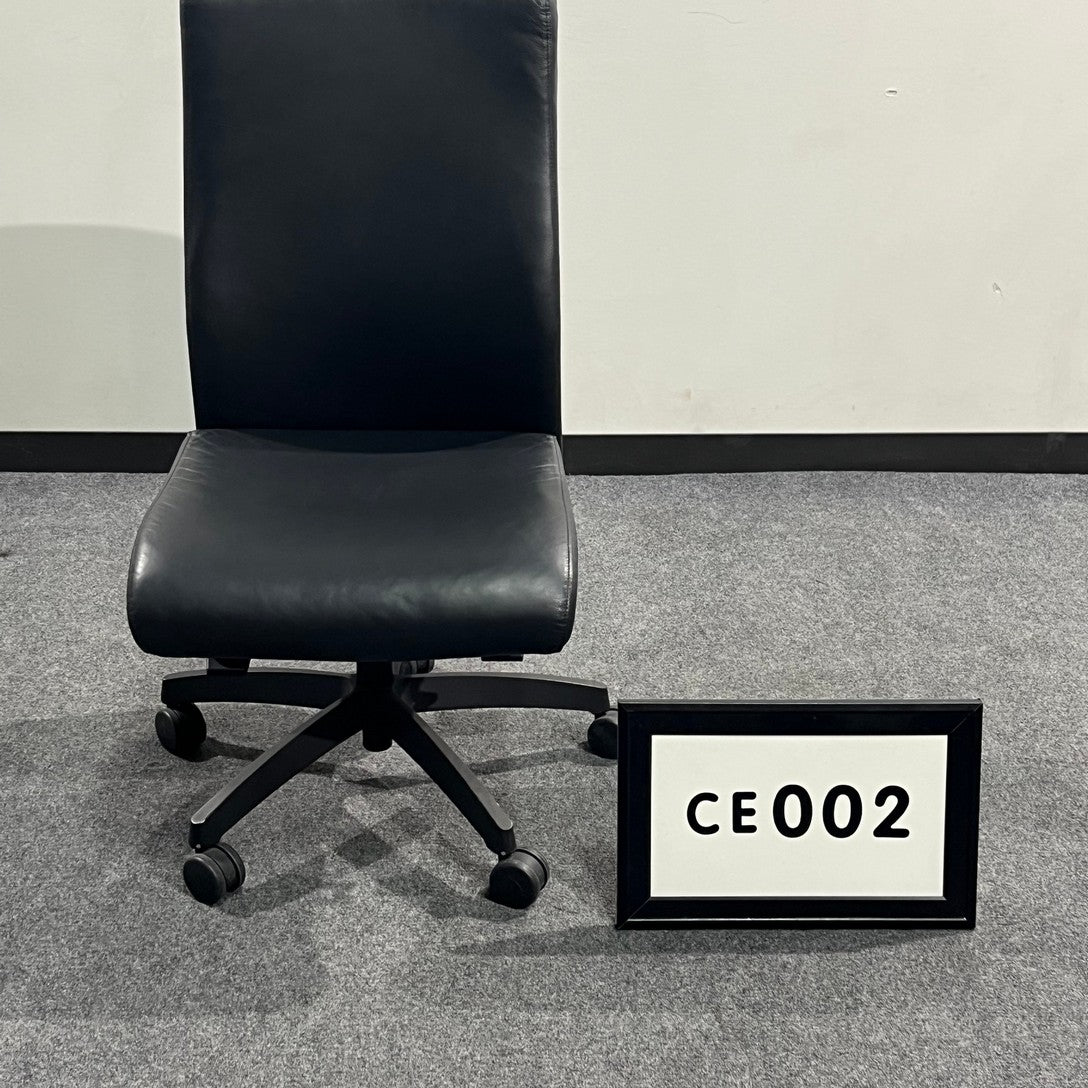 Leland Black leather Exec chair - armless