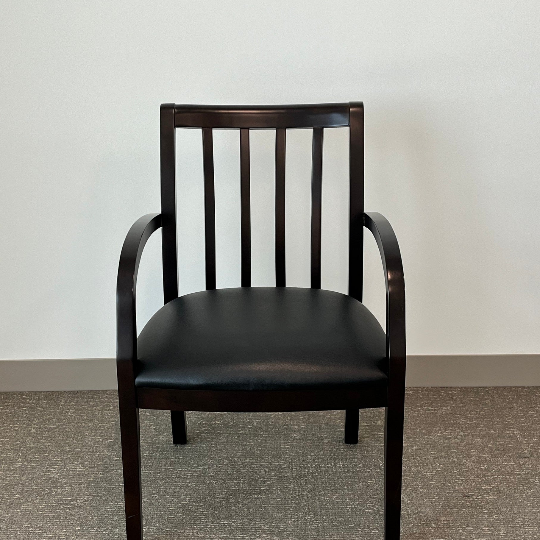 Guest chair wood slate back with fabric seat