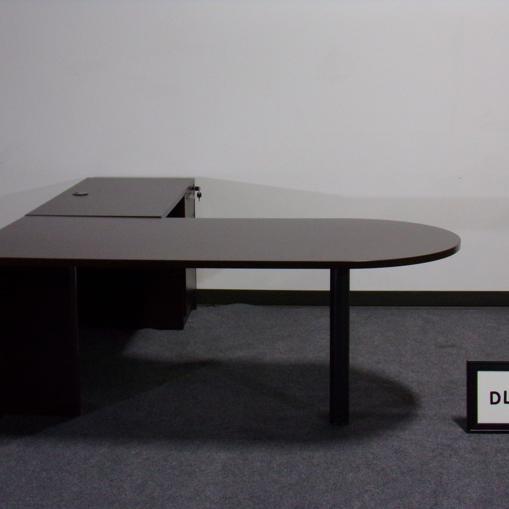 L-Shape D-Top Desk Espresso Laminate w/BBF Desk-72" x 36" / Return w/BBF-48" x