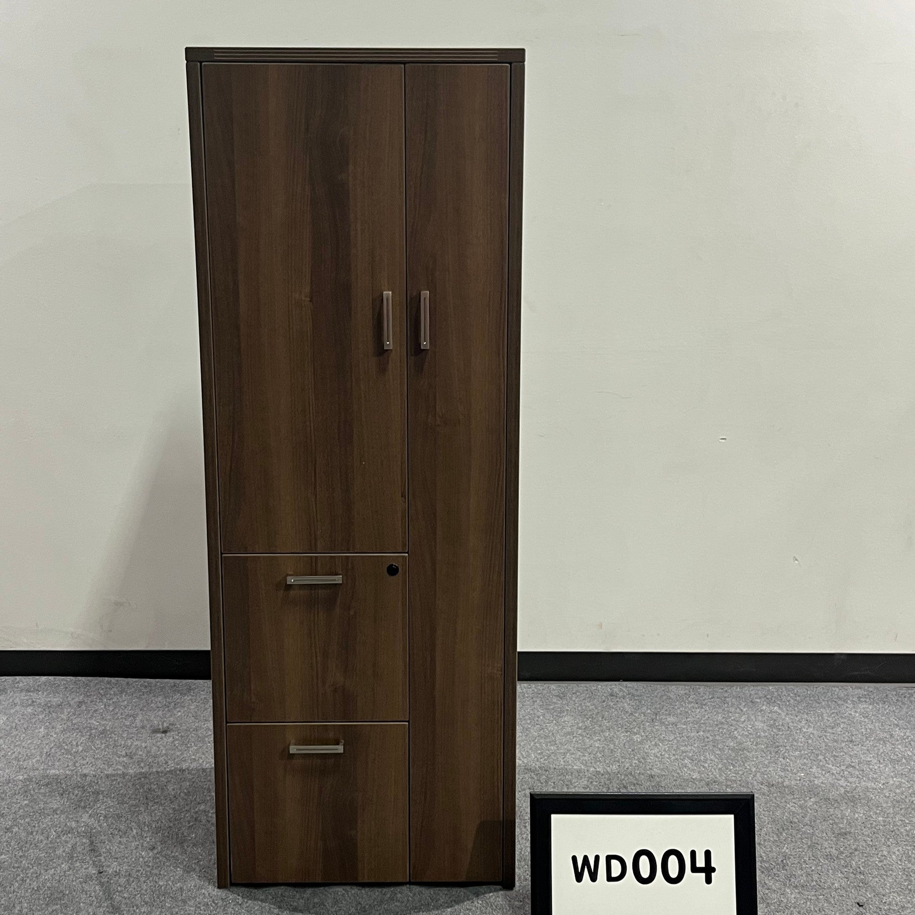 Wardrobe Modern Walnut Laminate  2 door storages and FF 24" x 65" x 24"