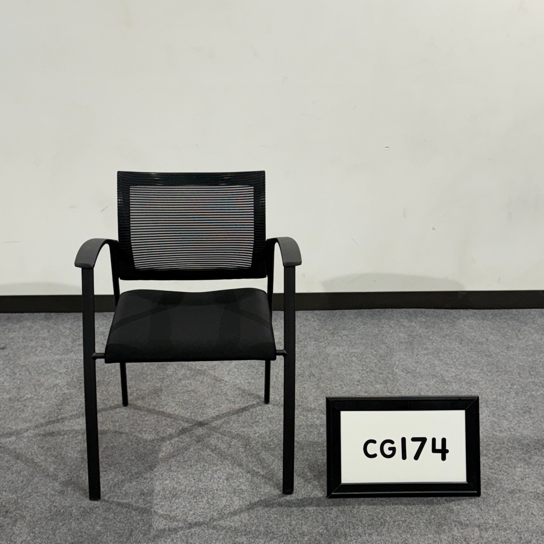 Guest chair Black mesh back with fabric seat - stackable