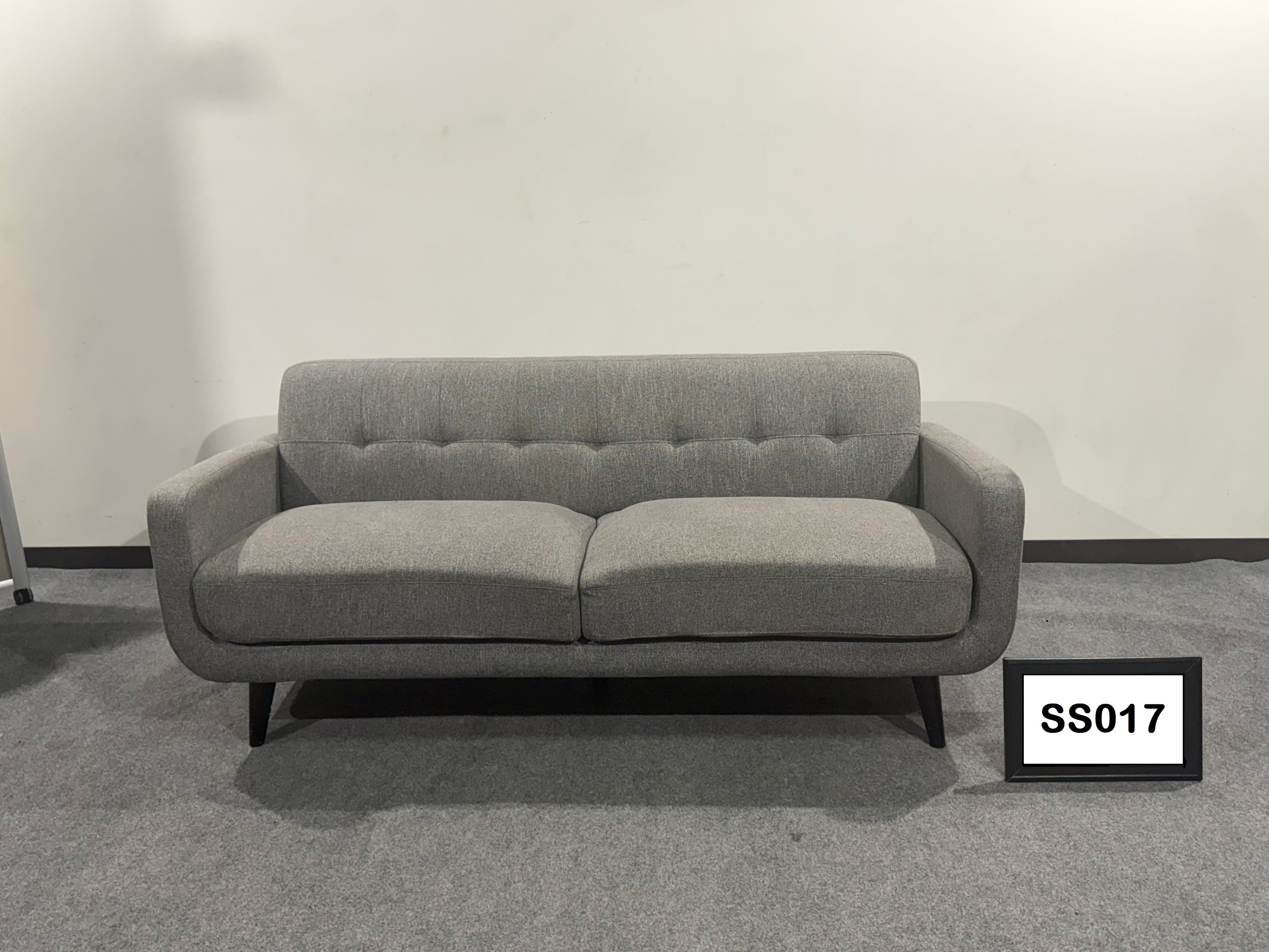 Mid-Century Modern Sofa Gray Fabric w/tufted seat  78"W x 33"D