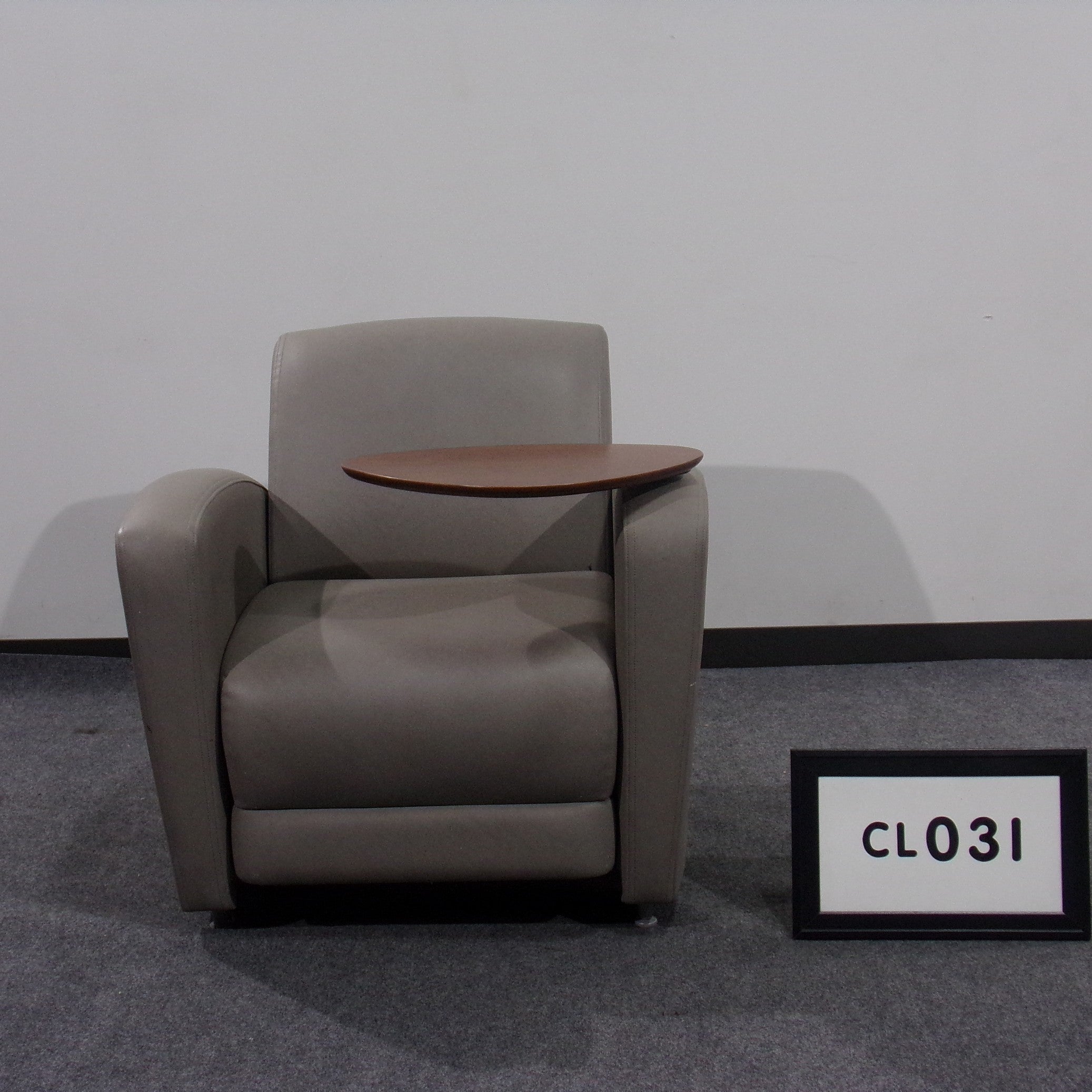 Lounge Chair Taupe Leather with left hand tablet