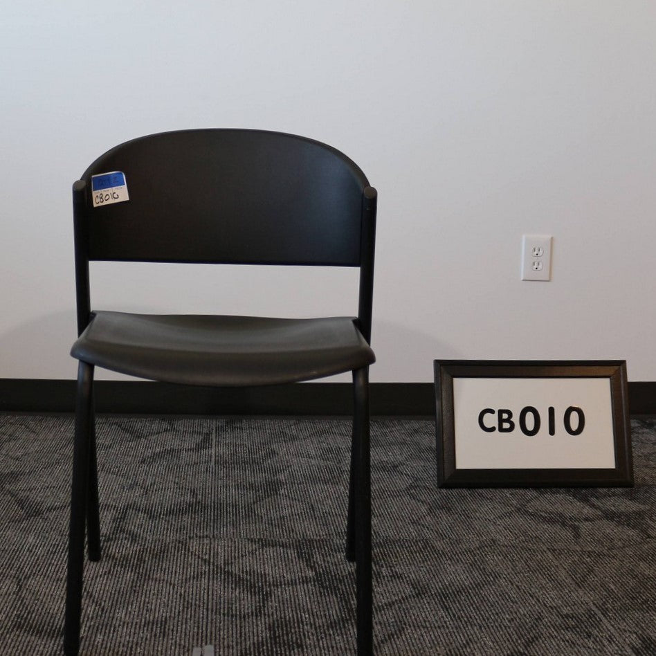 Breakroom chair black vinyl seat with poly back