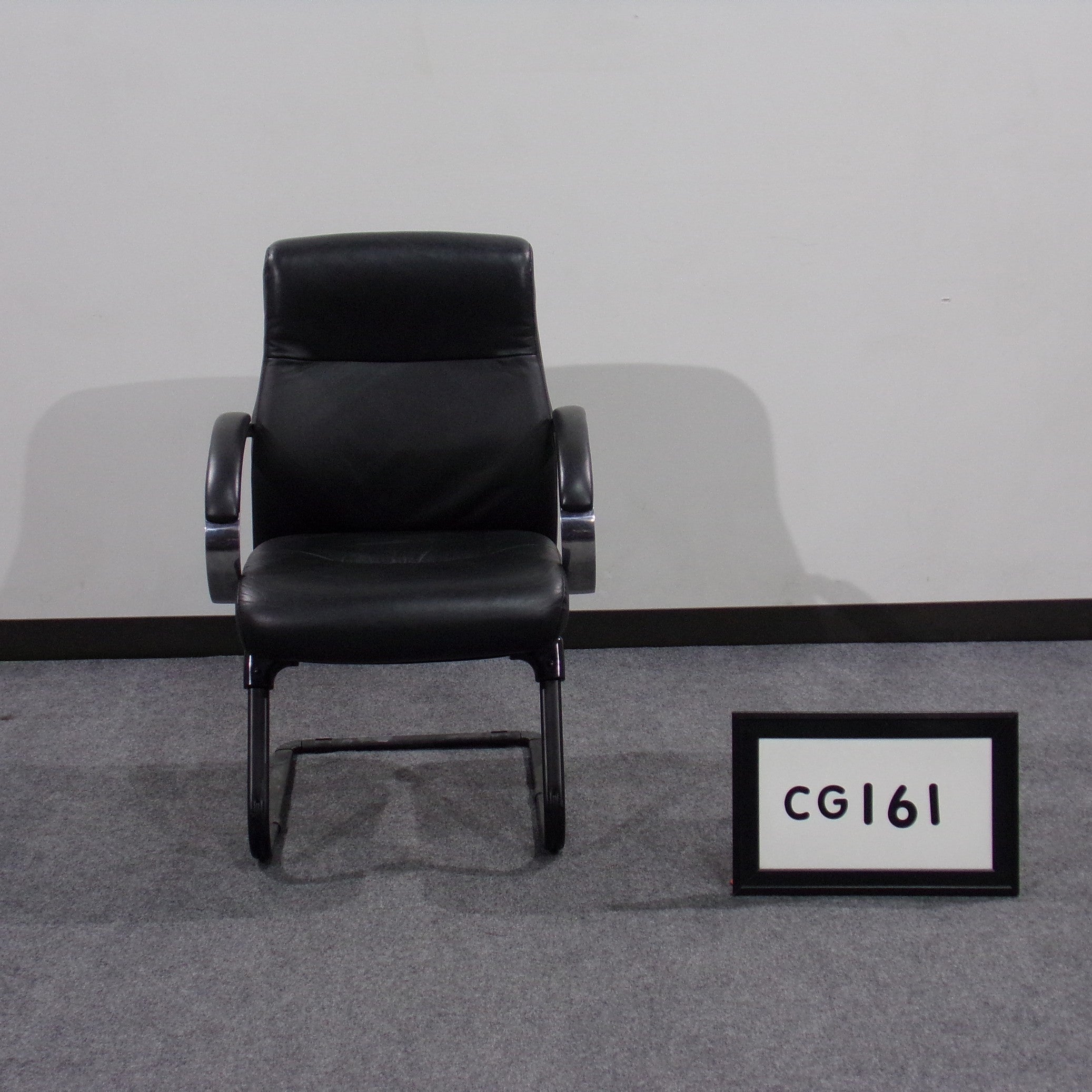Eurotech guest chair black leather with sled base